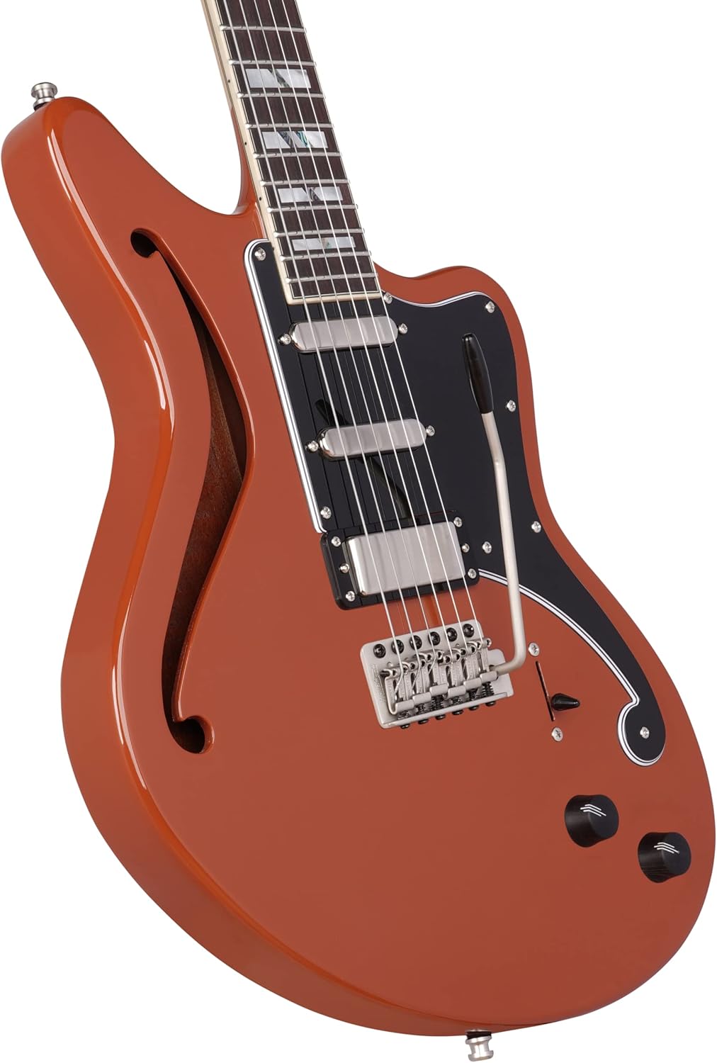 D'Angelico 6 String Solid-Body Electric Guitar, Right, Rust (DADBEDSHRUSSNTR)