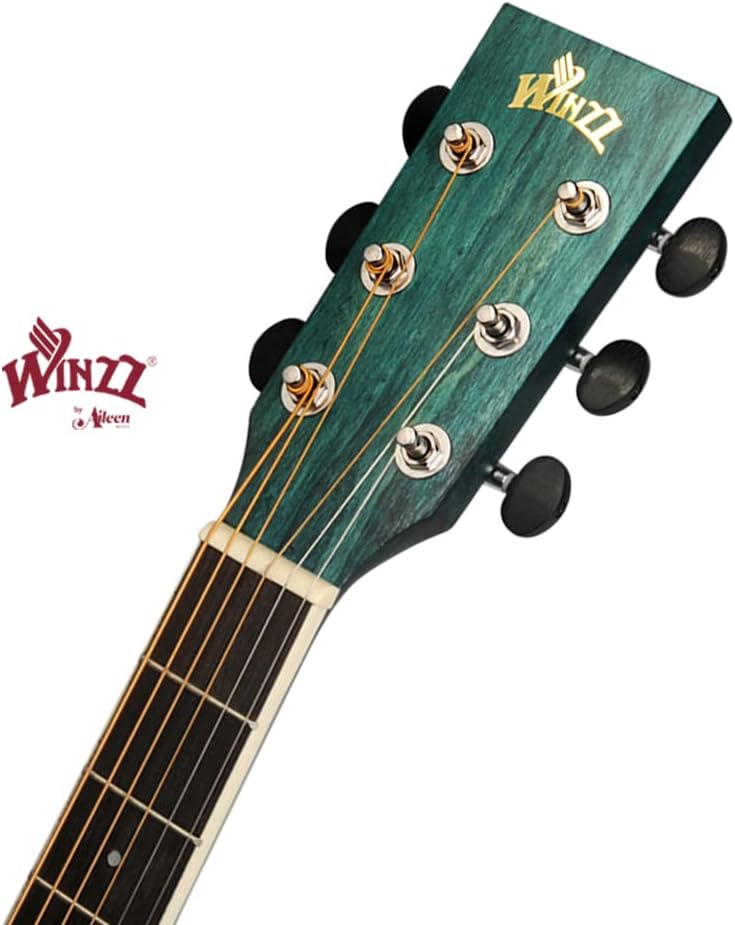 Winzz 40 Inches Acoustic Steel-string Guitar Beginner, Elegant Unique Color Design (Blue-green)