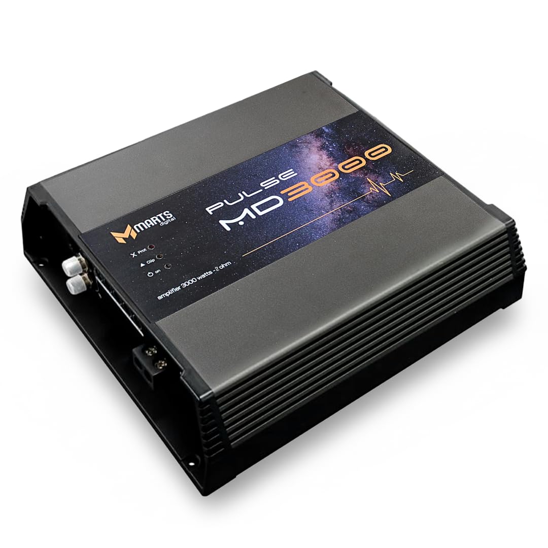 Marts Digital MD3000 | Class D Full Range 2-Ohm Car Amplifier | 3000W RMS Power with Thermal Protection Fan | RCA Input Connectivity | Adjustable HPF LPF Gain and Bass Boost