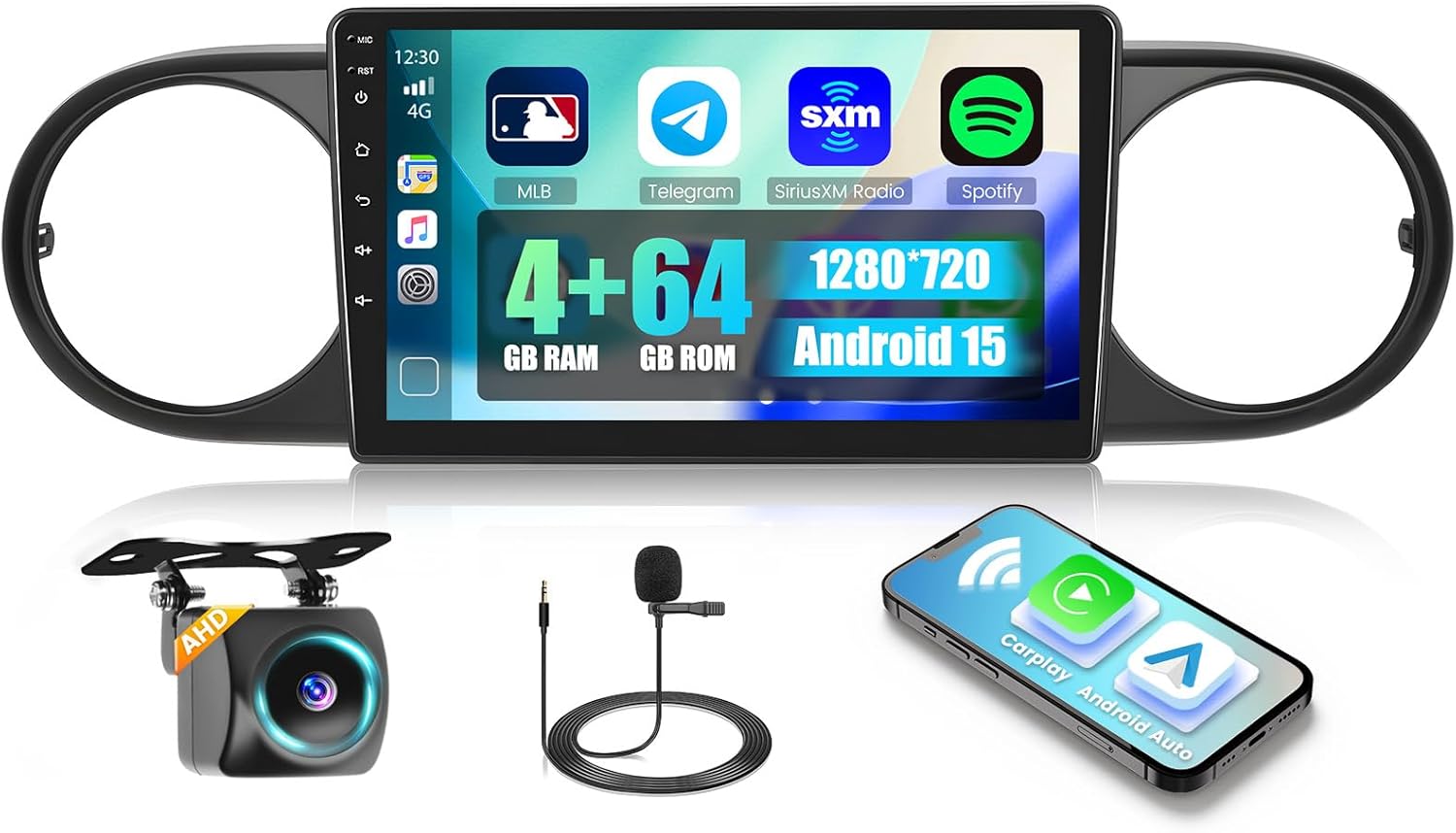 [4+64G] Hikity Android Car Stereo for Toyota Scion xB 2007-2019, 9 Inch Touchscreen Radio Carplay/Android Auto/GPS Navigation/Mirror Link/WiFi/Bluetooth/DSP/FM RDS + AHD Backup Camera