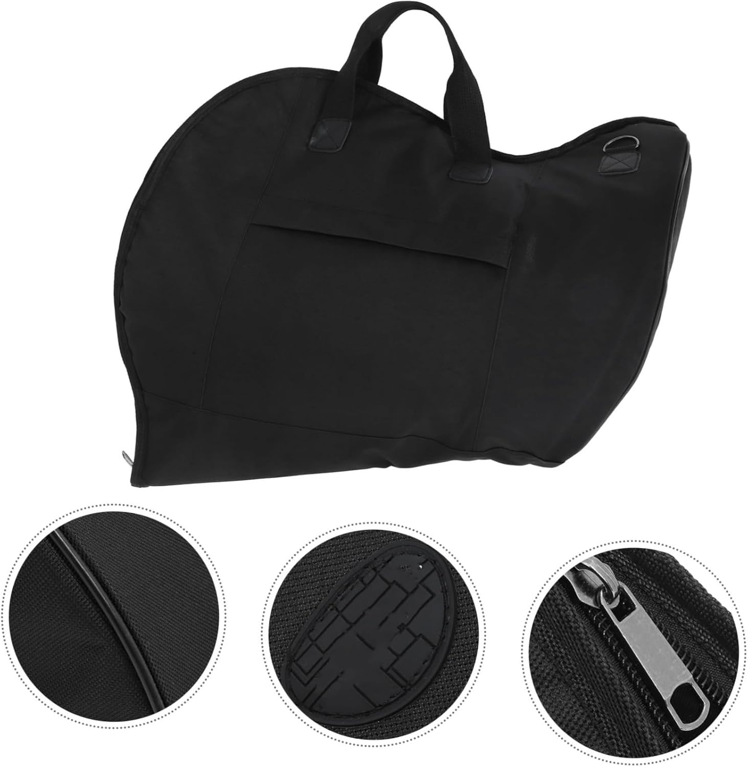 Portable French Horn Carry Bag Shoulder Strap Instrument Storage for Musicians Lightweight Design Exterior Pocket for Accessories Random Color