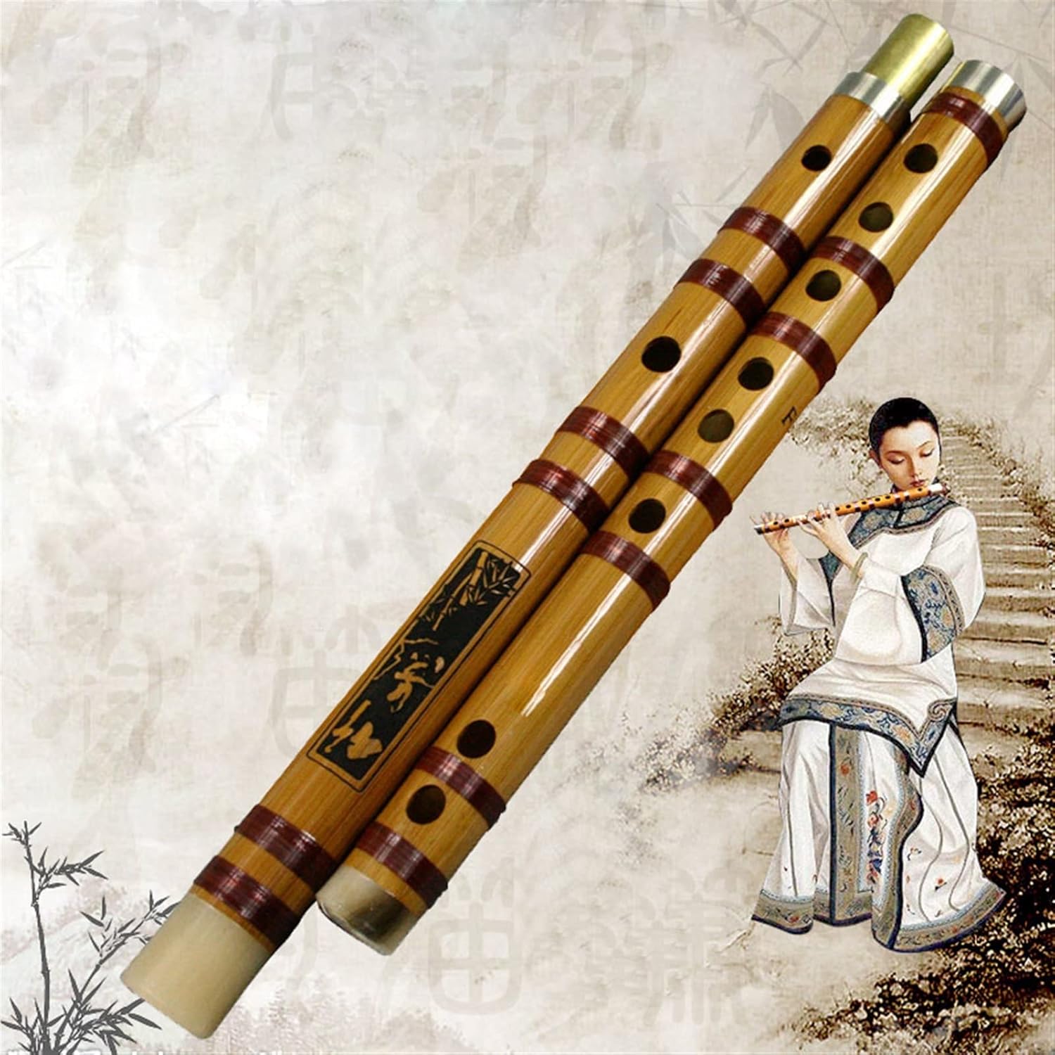 TSTS Chinese Bamboo Flute Chinese Bamboo Flute Dizi Wood-Wind Professional Musical Instrument Bamboo Flute for Beginners F Key