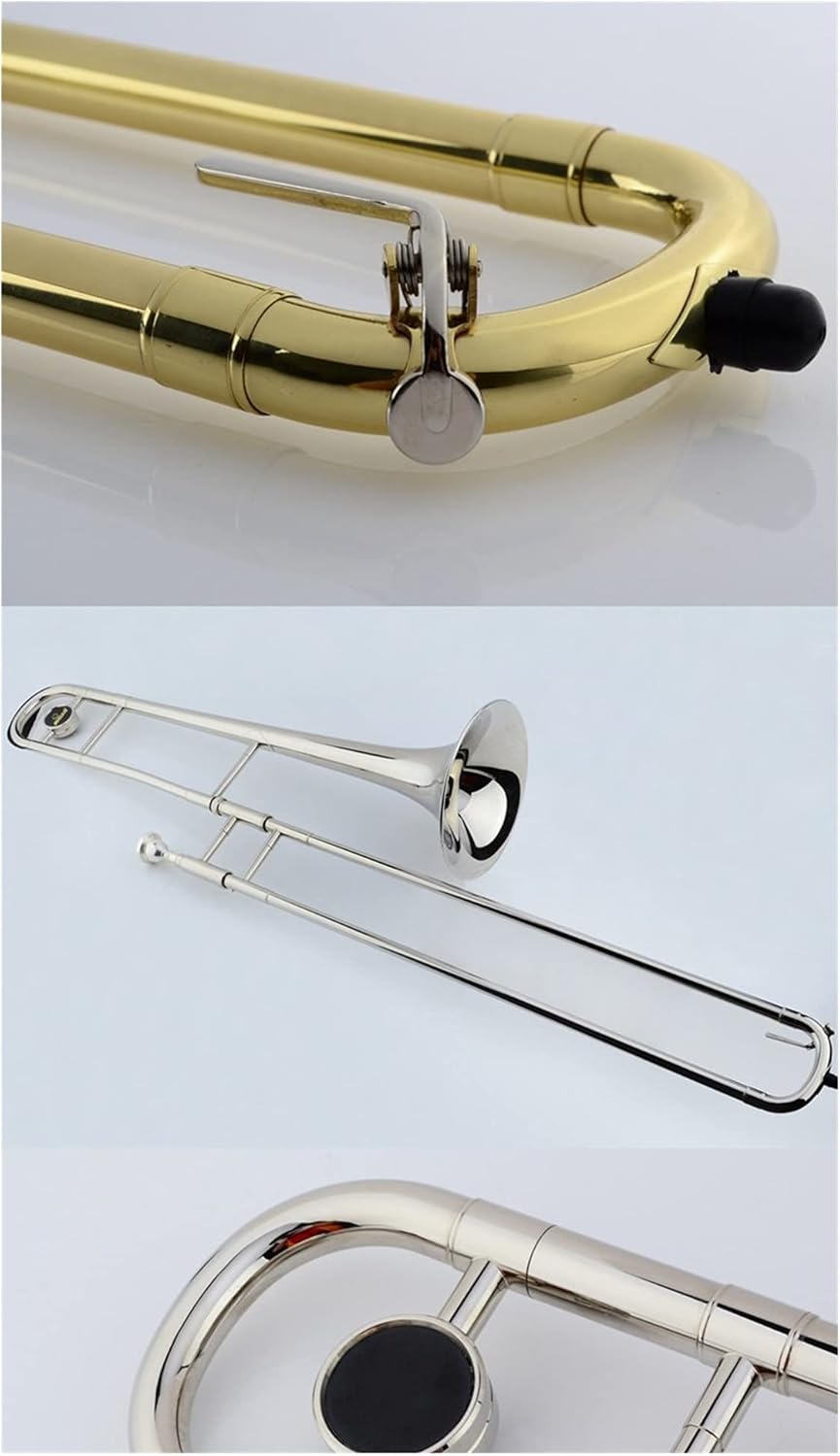 Standard Trombone New Professional Alto Trombone B Flat Gold Lacquer Brass Trombone Musical Instruments with Trombone Mouthpiece Valve Trombone (Color : Gold)