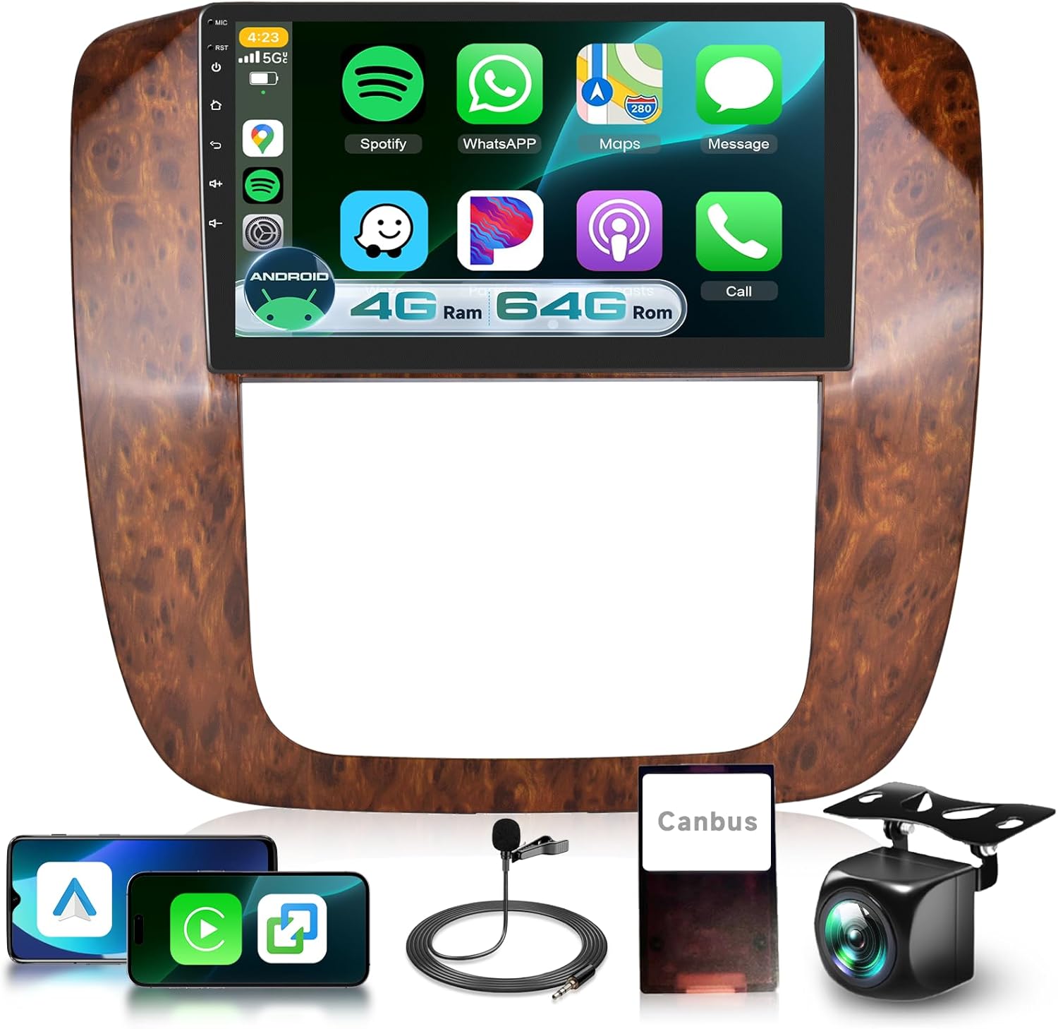 4G+64G Car Radio for Chevy Silverado Tahoe Suburban GMC Yukon 2007-2013 Stereo with DSP Wireless Carplay Android Auto, Sellrich 9