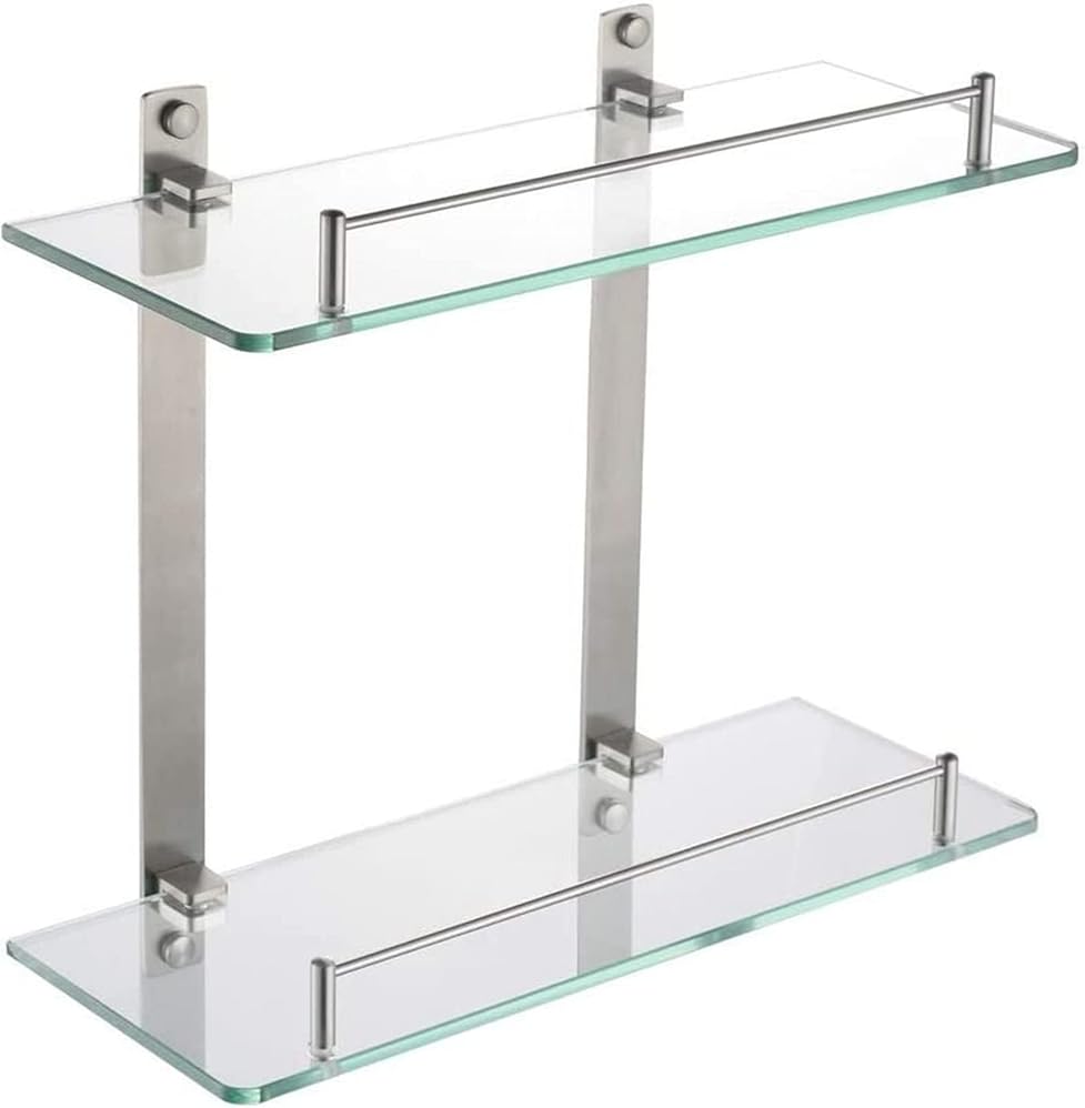 Bathroom Shelf Home Wall-Mount Storage Racks Corner Shower Shelf Creative Seamless Towel Rack Stainless Steel Glass Storages Holder Multifunction Bathroom Acces