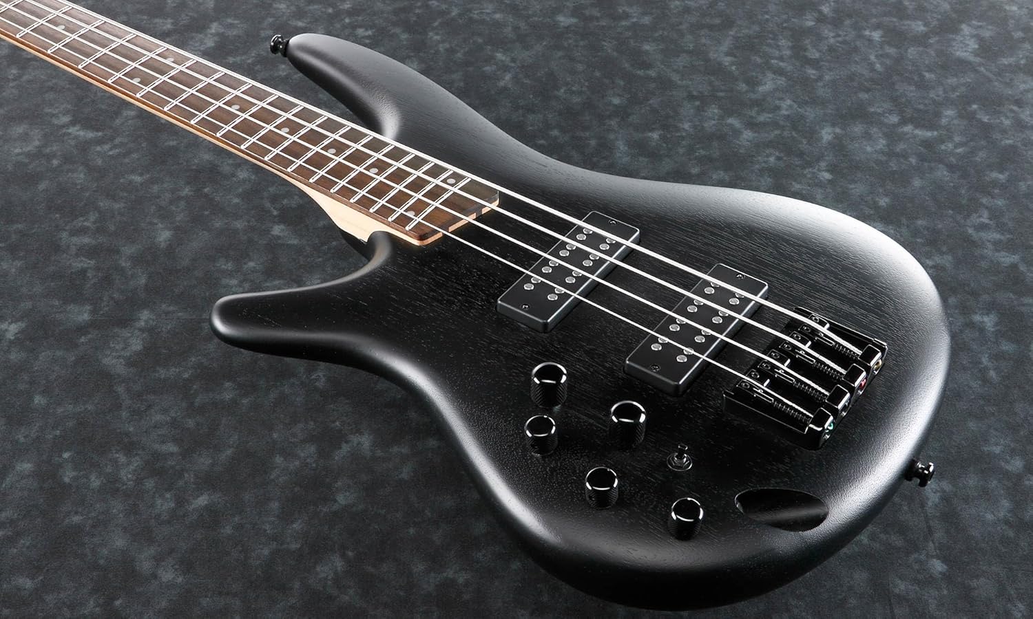 Ibanez SR300EBL SR Standard Bass Guitar, Left Handed - Weathered Black Bundle with Gig Bag, Strap, Instrument Cable, Austin Bazaar Instructional DVD, and Polishing Cloth