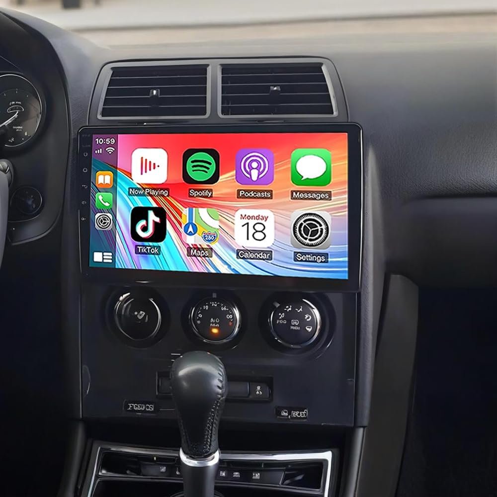 Double Din Car Stereo Radio Upgraded for Dodge Challenger 2008-2014 GPS Navi Head Unit 10 inch Touch Screen Android 14 Support Wireless Carplay Android Auto-/FM/SWC/WiFi/Bluetooth/Camera