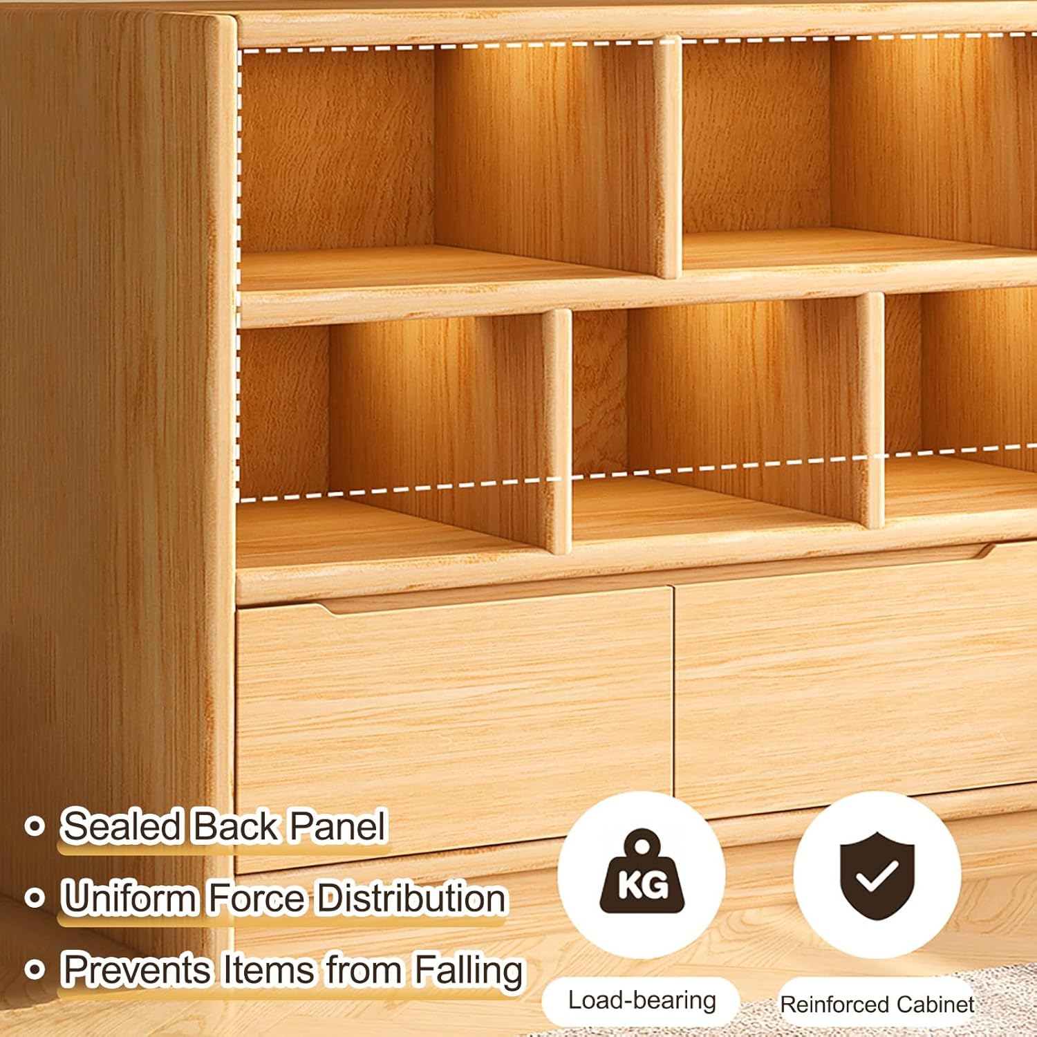 Modern Short Bookshelf with Cabinet Wood Bookcase with 3 Drawers, Large Display Shelf Book Shelf Freestanding Display Rack Shelving Unit(Brown,100cm/39.4in)