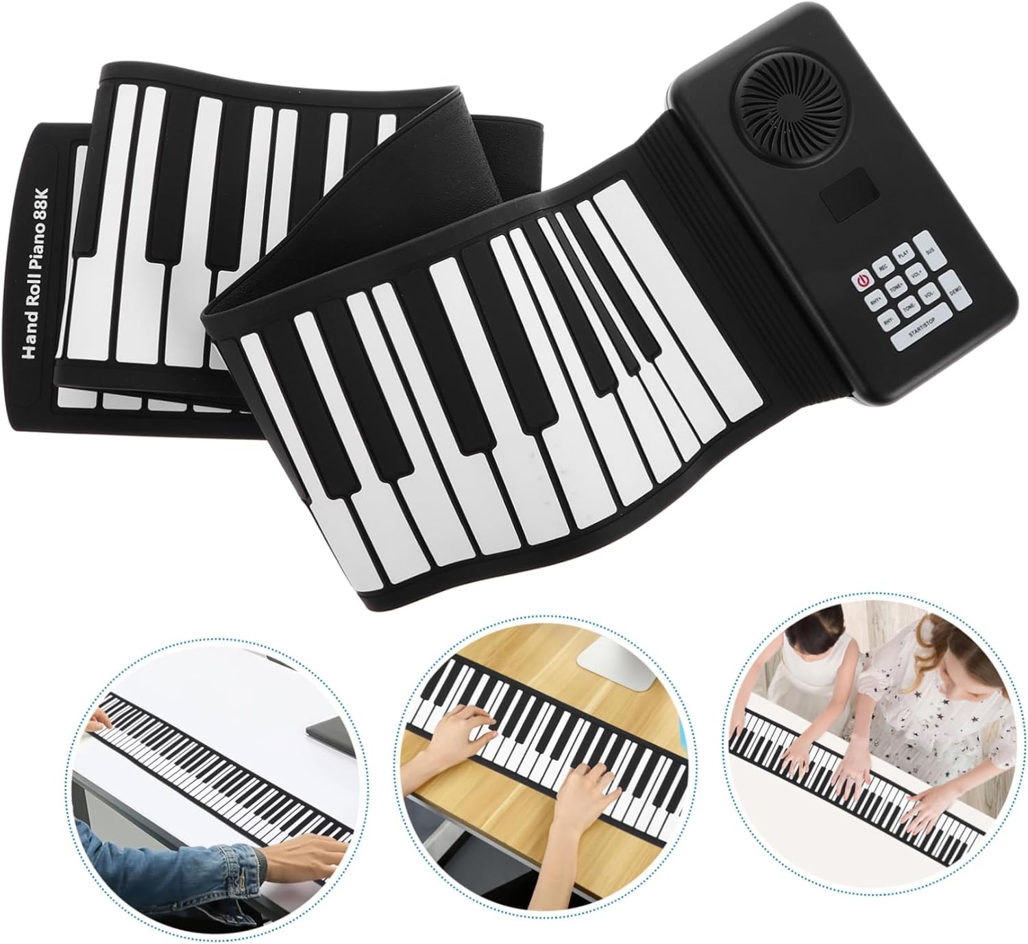 Portable Foldable Keys Roll up Piano with Speakers Silicone Electronic Keyboard for Travel and Beginners for Easy Storage and Comfortable Play