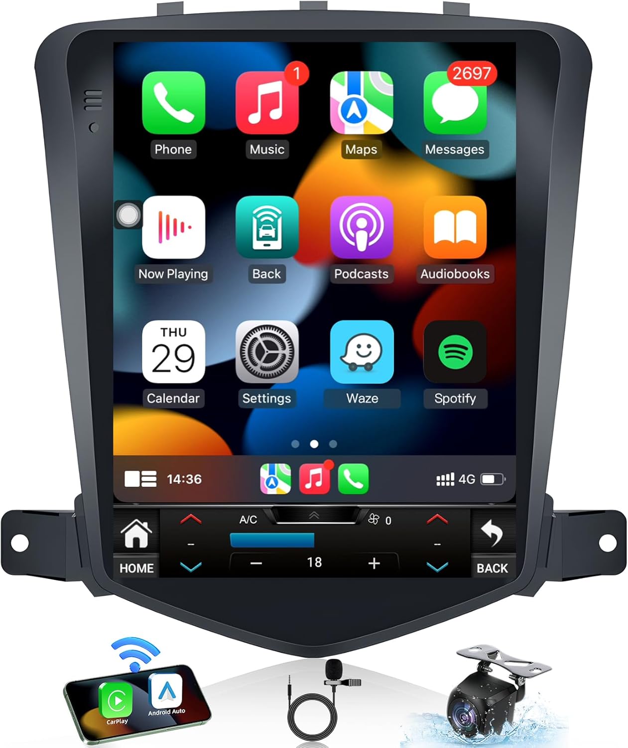 4Core + 64GB Android 13 Upgrade Car Radio for Chevrolet Chevy Cruze 2009-2015: 10.4 Inch 1024 * 768 HD IPS Tesla Style Touchscreen Stereo Wireless Carplay Andriod Auto Backup Camera GPS 5G WiFi FM