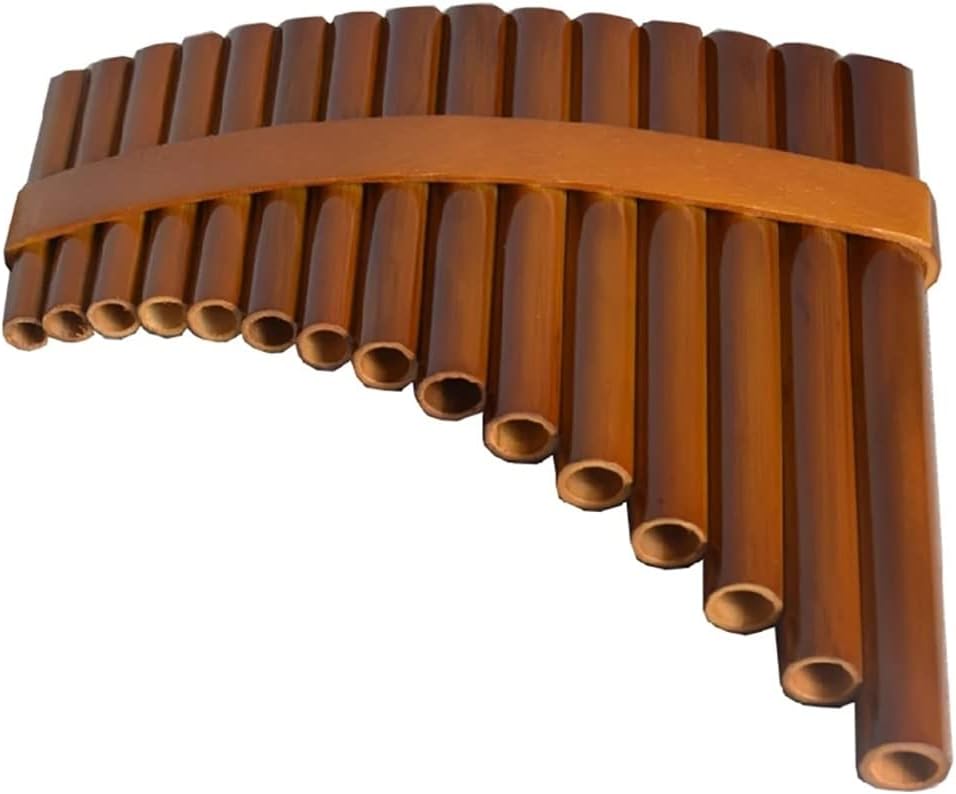 15 Pipes Brown Pan Flute with Bag, Chinese Traditional Musical Instrument Pan Pipes, Woodwind Instrument, for Beginners Learning Teaching (Size : G Key)