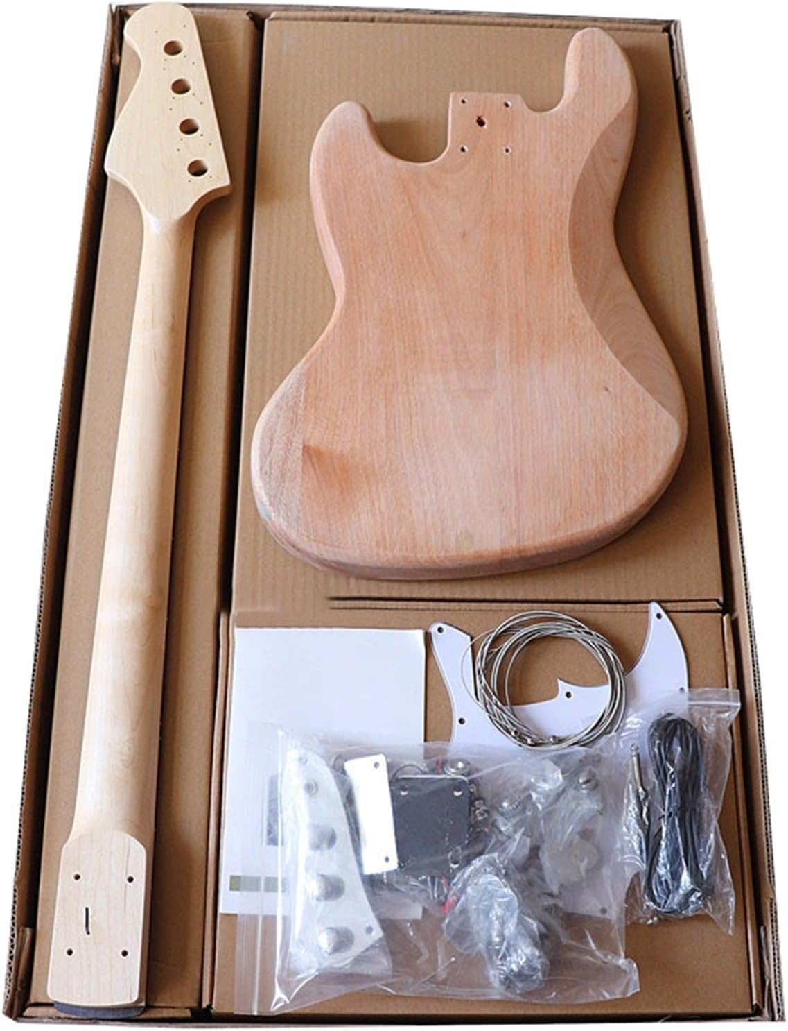 DIY Electric Guitar Kit with All Accessories Maple Neck 21 Frets Electric Bass Guitar Semi-Finished Electric Guitar DIY Set (Color : 02)