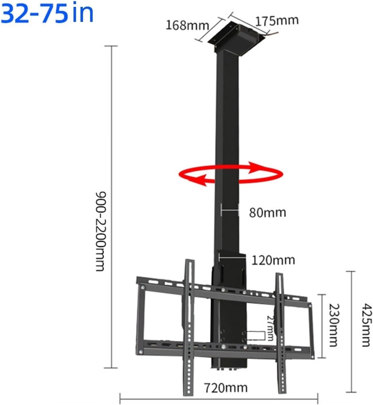 corner tv wall mount,tv mount, Adjustable Ceiling TV Mount Bracket, 360° Manual Rotation TV Lift, Motorized Ceiling TV Mount, with Remote Control Motorized TV Mount, Fits 32-75 Inch Motorized TV Stand