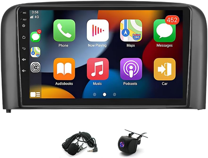 9 Inch Android 15 Car Stereo for Volvo S80 2004-2008 with CarPlay Android Auto GPS Navigation AHD Rearview Camera and WiFi Bluetooth
