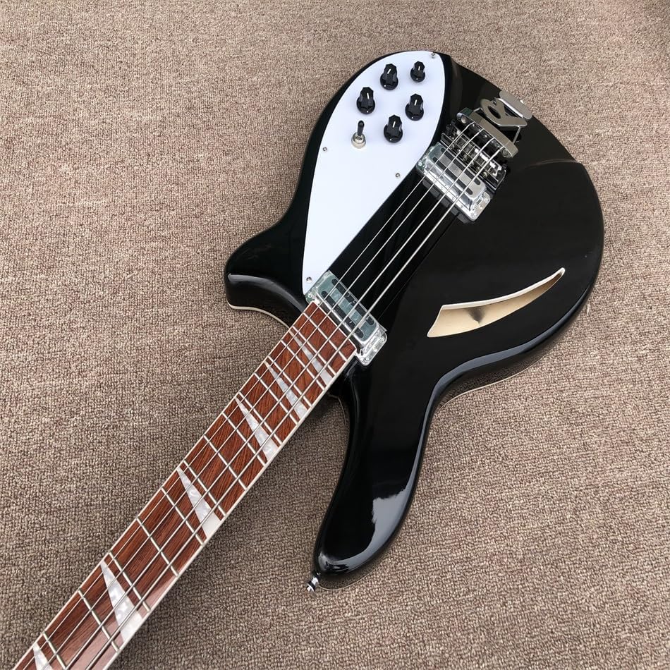 Electric Bass Guitar with 4 Strings, Rosewood Fingerboard, White Pickguard, and Bold Black Color - Perfect for Bassists and Musicians Seeking High- Sound and