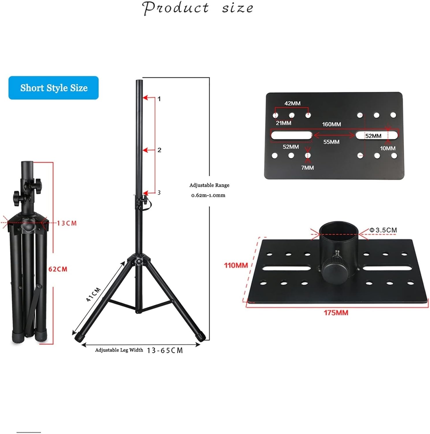 Speaker Stand Audio Bracket Speaker Tripod Bracket Floor All Metal Thickened Professional Audio Tripod KTV Stage Tray Shelf Speaker Mounts and Media Stands(Low Silver 605-100KG)