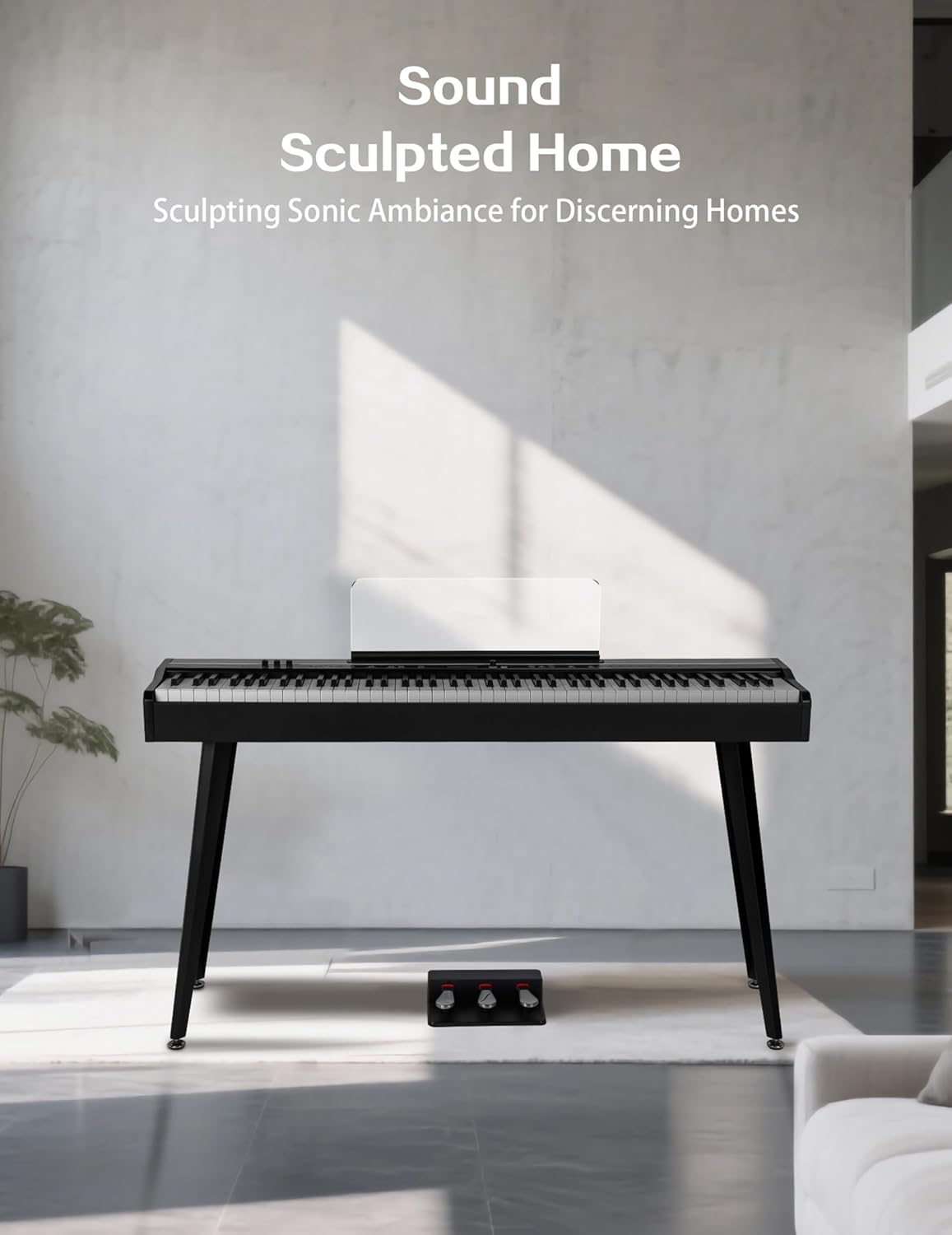 88-Key Digital Piano with Hammer Action, USB/MIDI Connectivity Professional Full Weighted Keyboard Electric Piano for Beginners, Dual Stereo, 3-Pedal