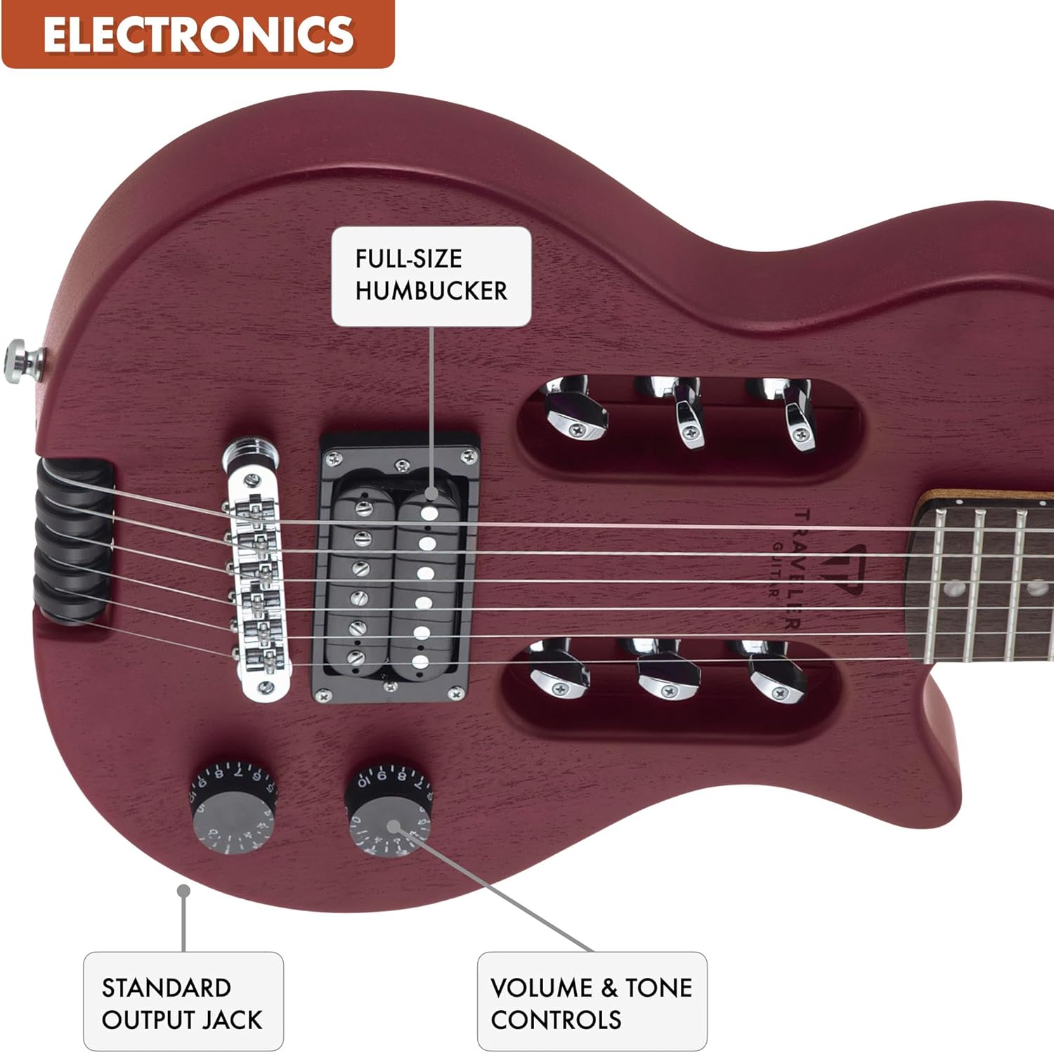 Traveler Guitar EG-1 Studio (Satin Red) Electric Travel Guitar | Lightweight, Portable, Headless, Practice Guitar w/Gig Bag