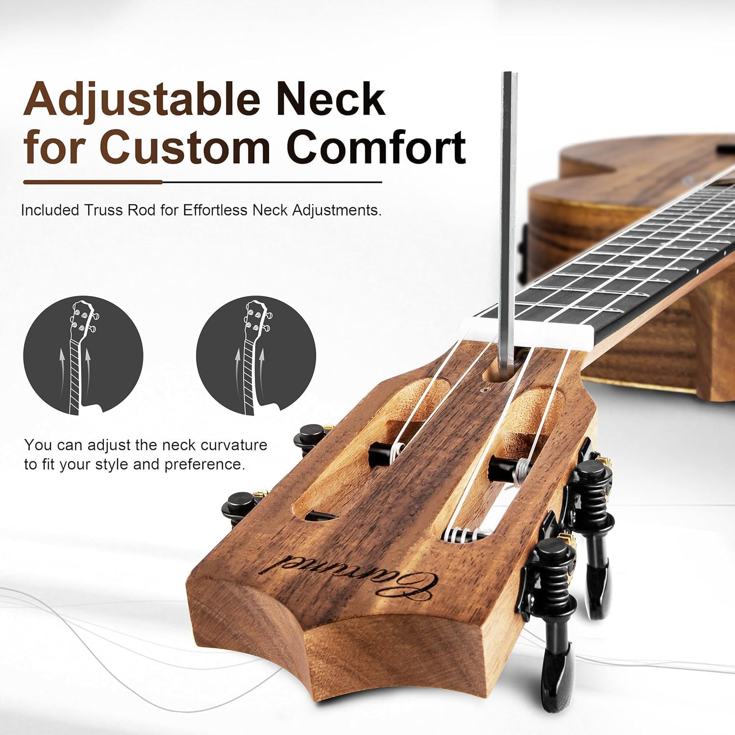 Left Handed - Caramel BLM27 Acacia Baritone Acoustic & Electric Ukulele