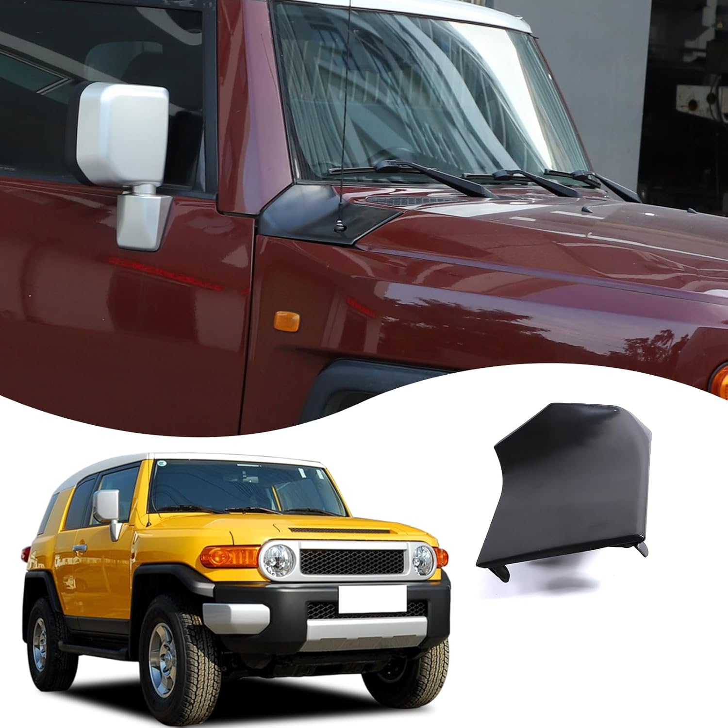 Car Hood Side Body Armor Outer Cover Decorative Frame Replacement Compatible with Toyot@ FJ Cruiser 2007-2021 Hood Side Body Armor Cover Accessories (Right)