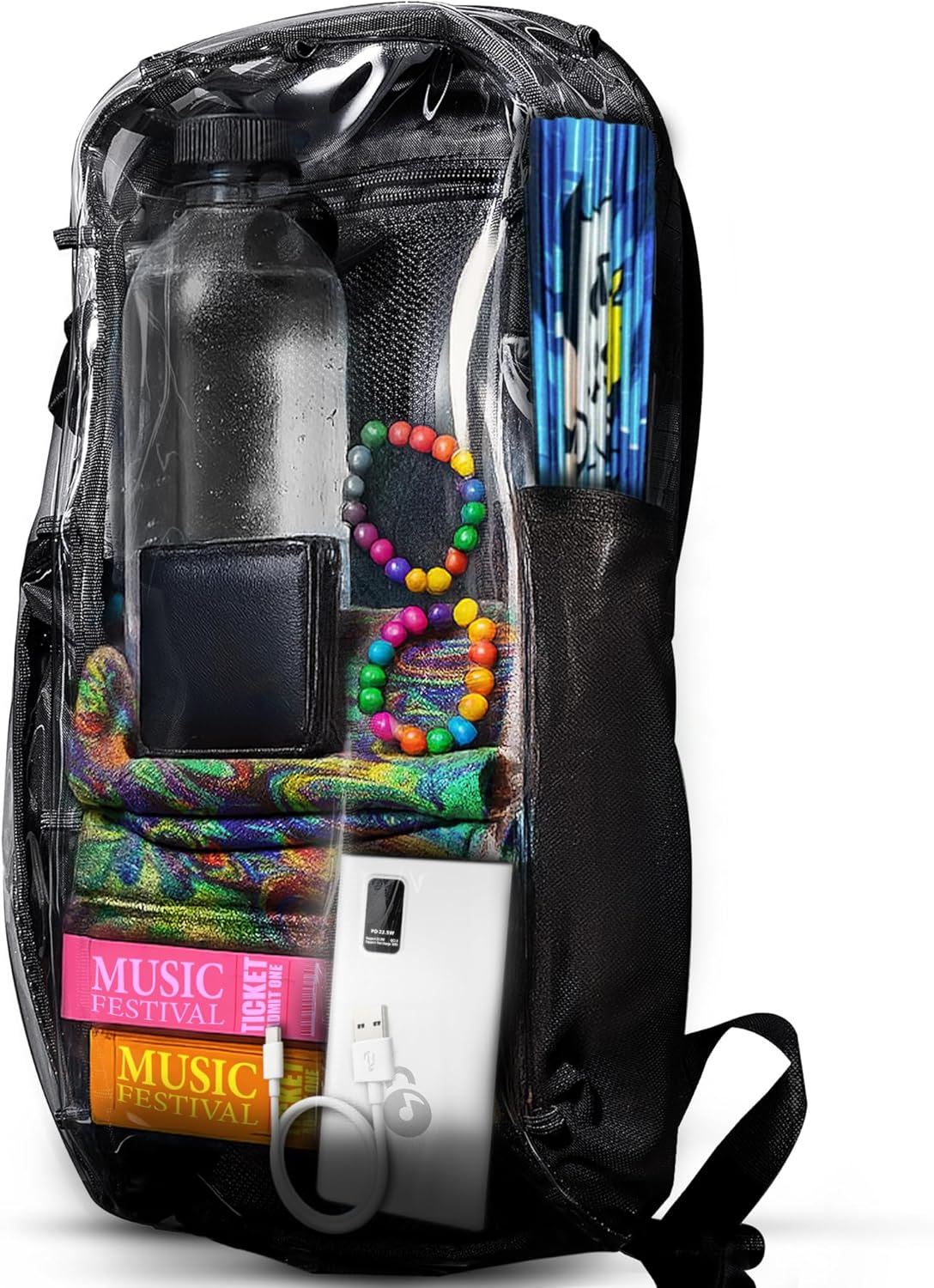 Lunchbox Clear Lite Pack – Anti Theft Clear Bag for Stadium Events with Locking Zippers Protects Items at Festivals, Concerts, and Traveling. Backpack is Compliant with Most Venue Bag Policies