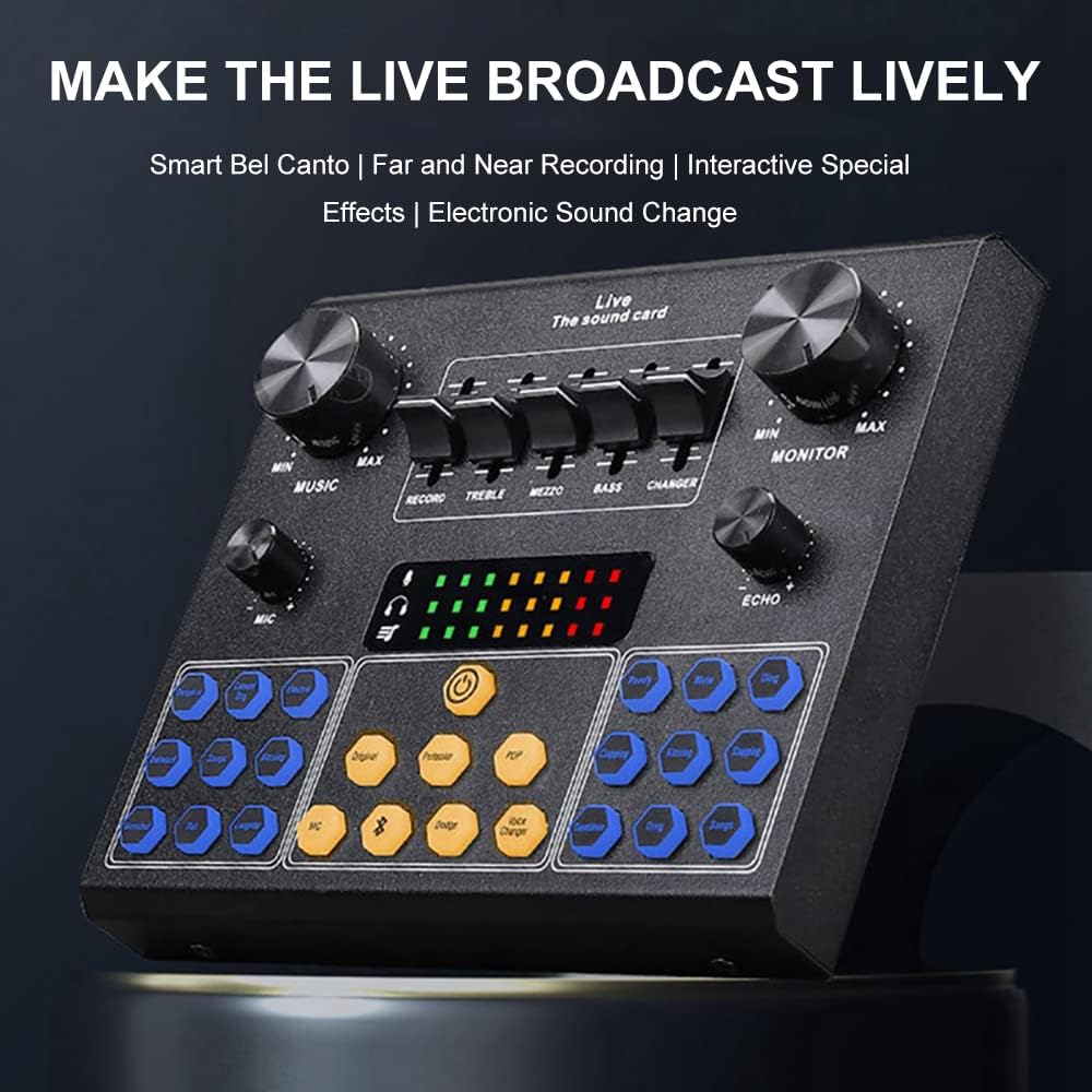 Audio Interface with DJ Mixer and Sound Card, Portable All-in-One Podcast Production Studio for Guitar, Live Streaming, PC, Recording and Gaming