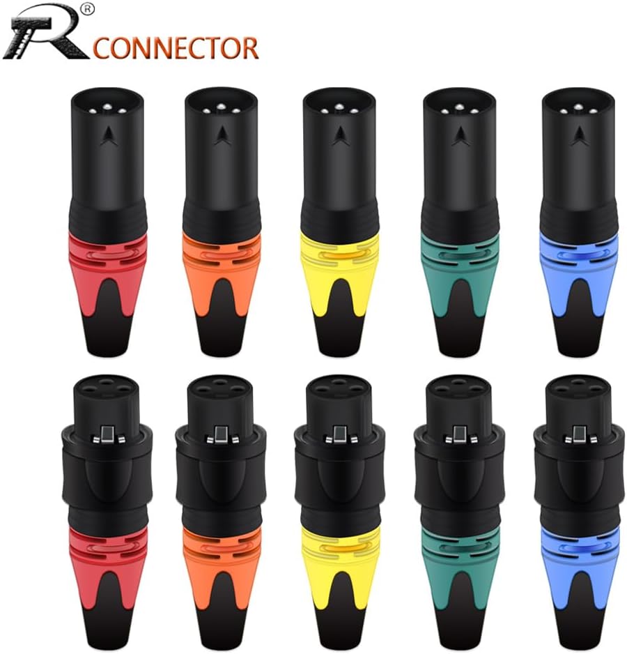 Boicus Wiring Connecting Terminals - 20pcs/10sets 3Pins Outdoor IP65 Waterproof XLR Male&Female Audio Microphone Connector Mounting Panel Black/Silver Shell - (Color: 10xM 10xF-Orange-B)
