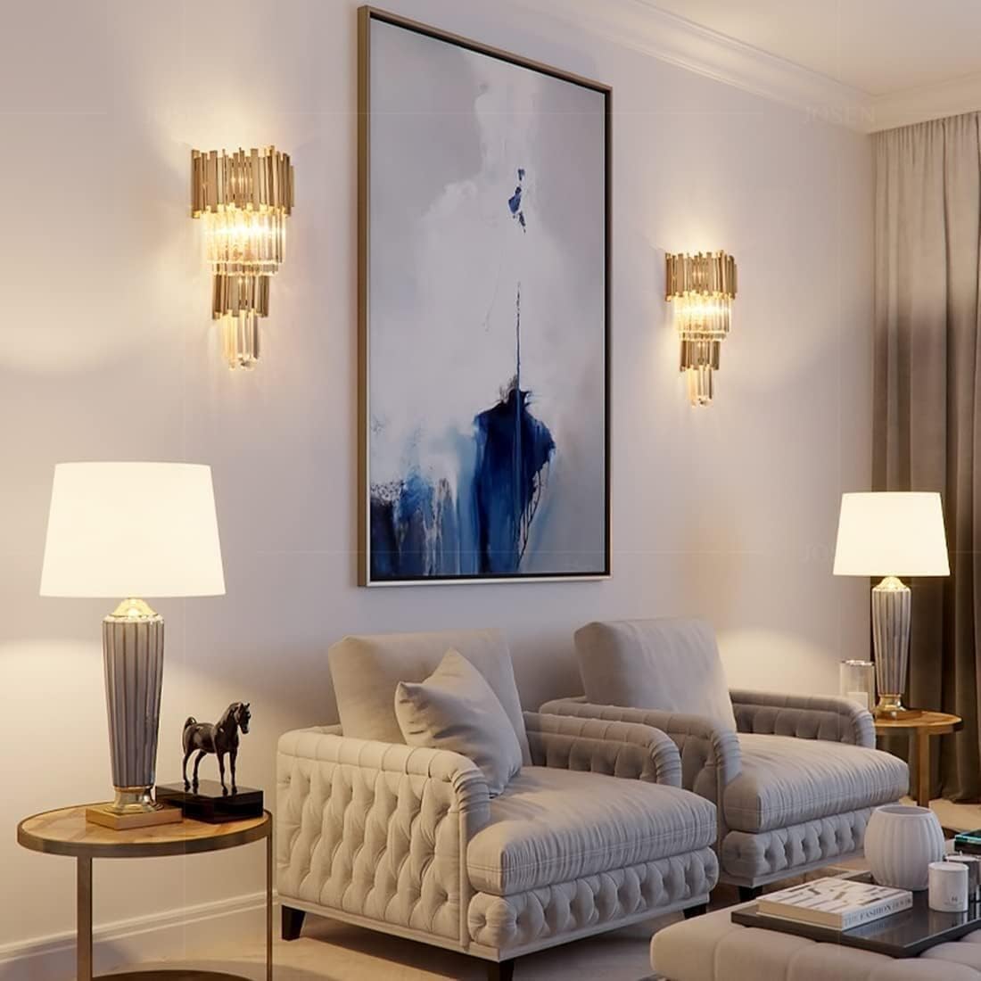 Mid Century Gold Modern Wall Mount Light Crystal Stainless Steel Lampshade E14 Glass Metal Sconce V-intage Bedside Lighting Decor,for Kitchen Island