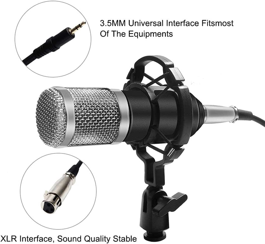 Professional Bm 800 Condenser Microphone 3.5Mm Wired Recording Microphone for Computer Karaoke, Microphone Kit Live Broadcast