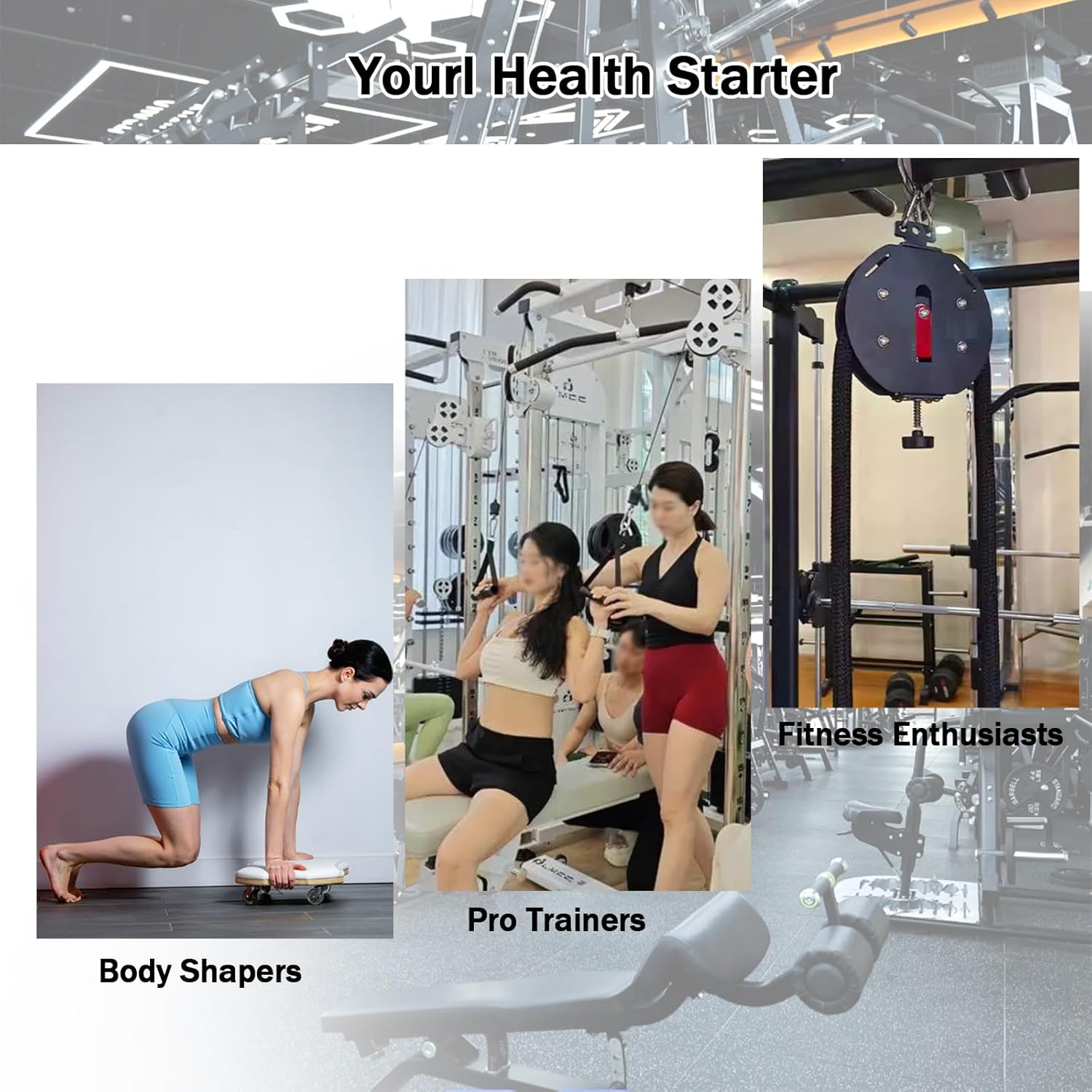 Mounted Endless Rope Pulley System, Steel Drum Mounts on Upright, Closed-Loop Nylon Rope, Home Gym Infinity Rope for Interval Resistance Training