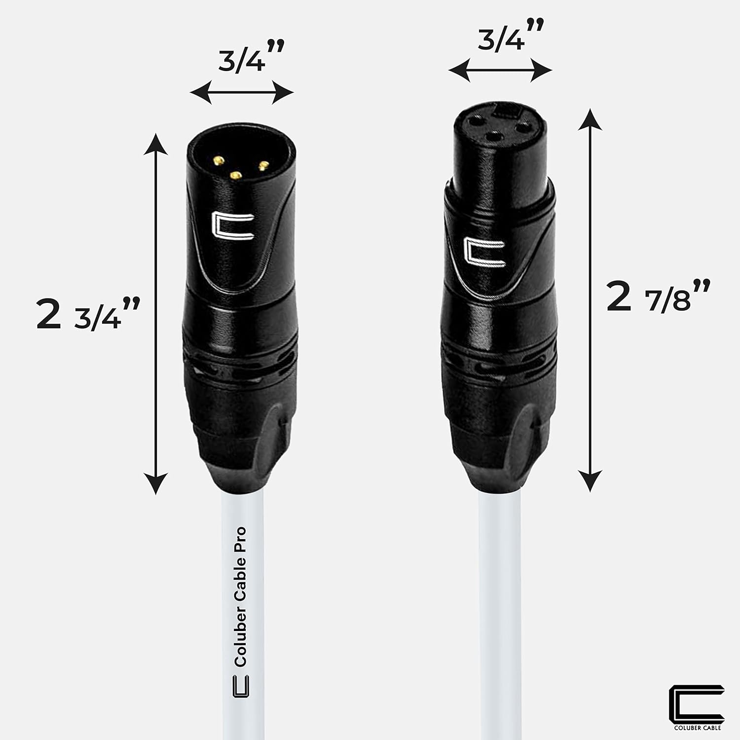 Balanced XLR Cable Male to Female - 100 Feet White - Pro 3-Pin Microphone Connector for Powered Speakers, Audio Interface or Mixer for Live Performance & Recording