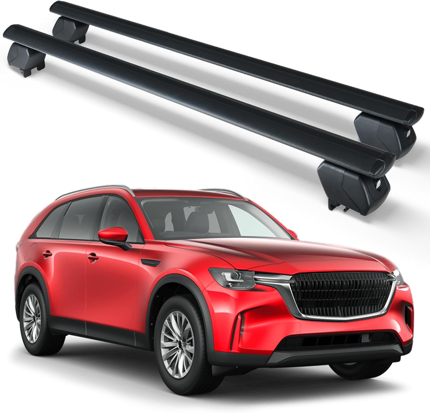 Heavy Duty 300 LBS Roof Rack Cross Bars Compatible with 2023-2025 Mazda CX90 CX-90 with Side Rails, Lockable & Adjustable Crossbars Cargo Luggage Carrier Rooftop Cars Vehicles Suvs