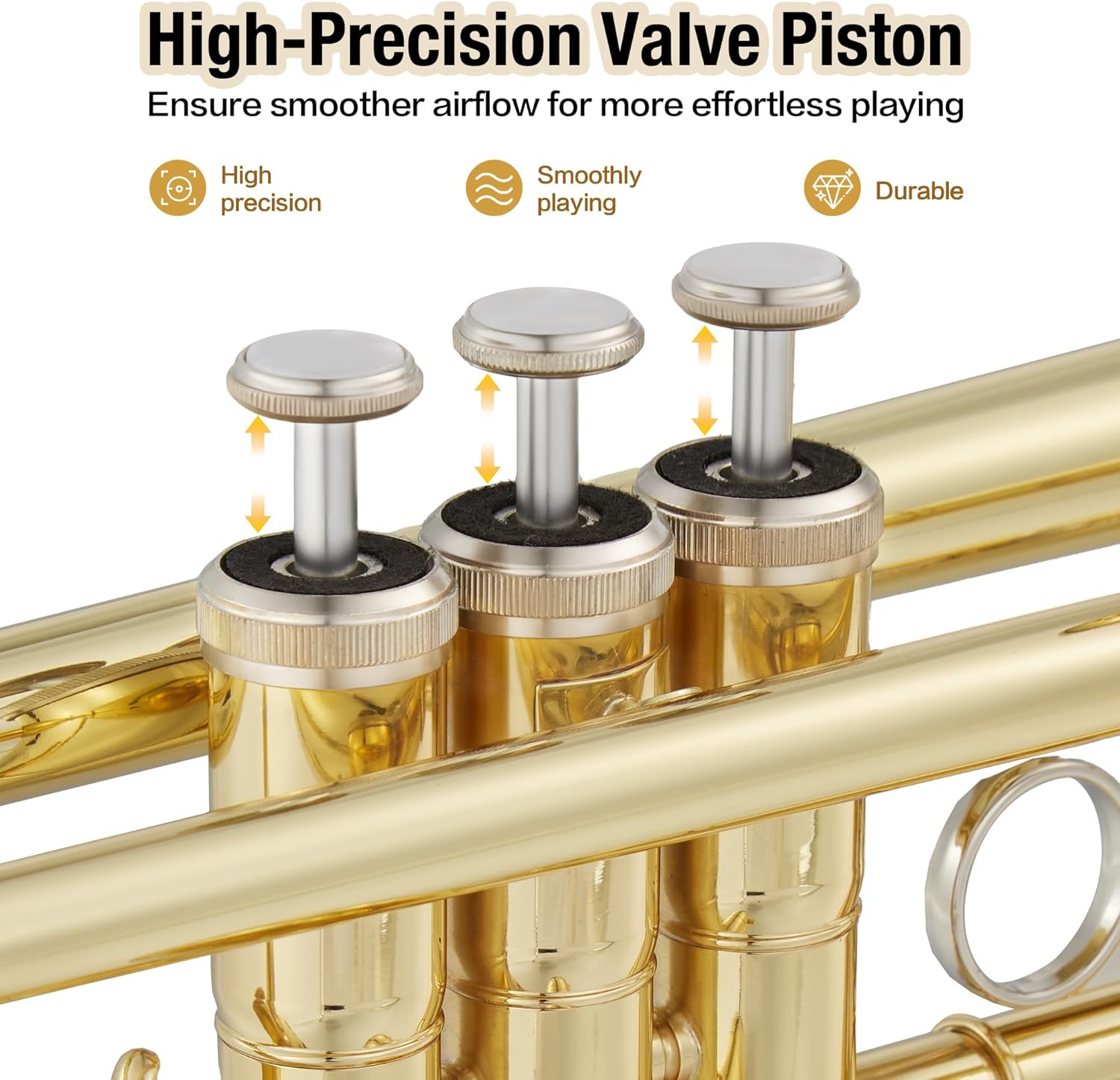 Senfot Brass Standard Trumpets with Bag, Mouthpiece, Strap, Gloves, Cleaning cloth, Trumpet oil; Exceptional Sound Quality Instrument for Band, Lessons & Practice