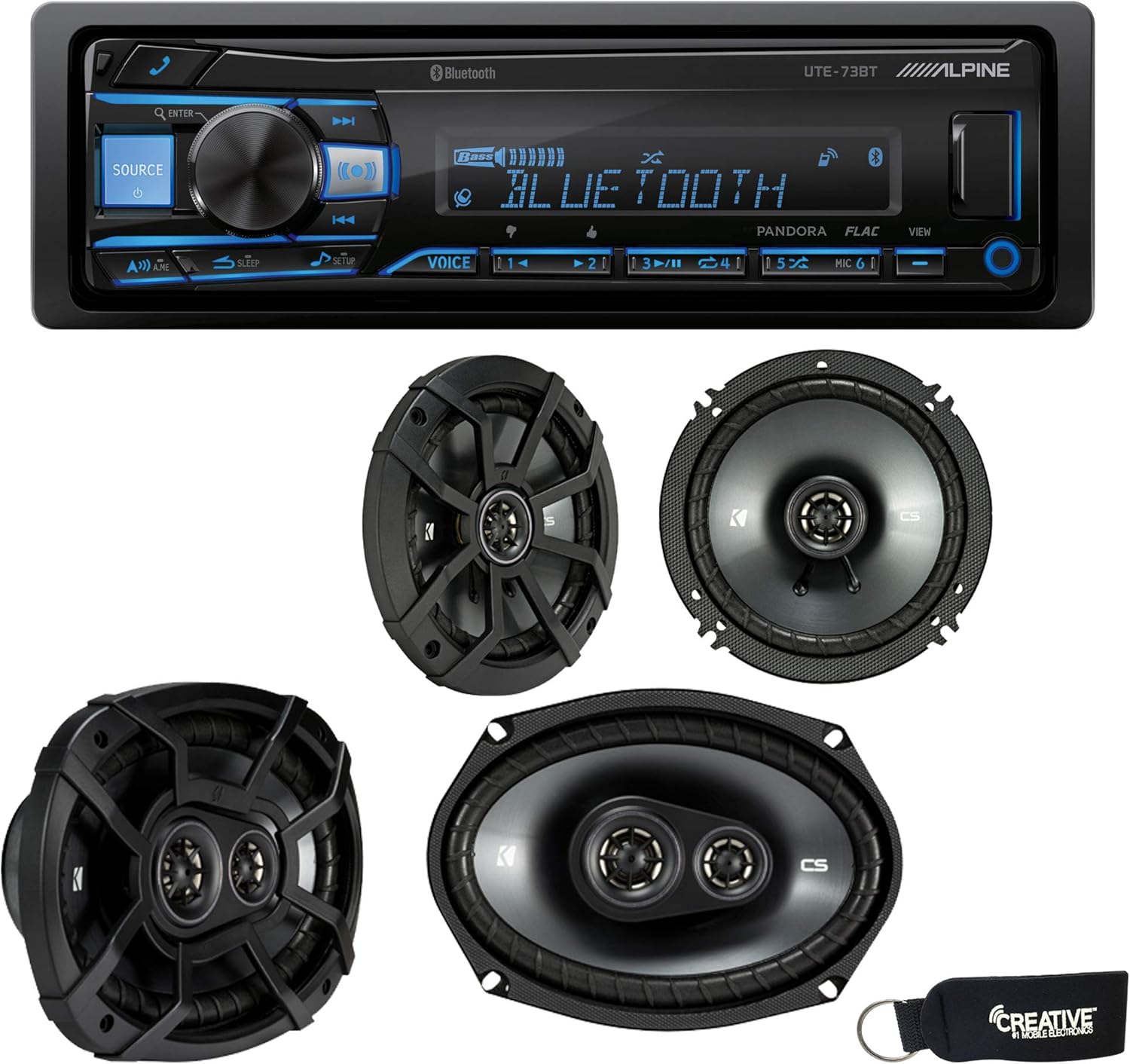 Alpine UTE-73BT Bluetooth Receiver (No CD), a Pair of 43CSC654 6.5