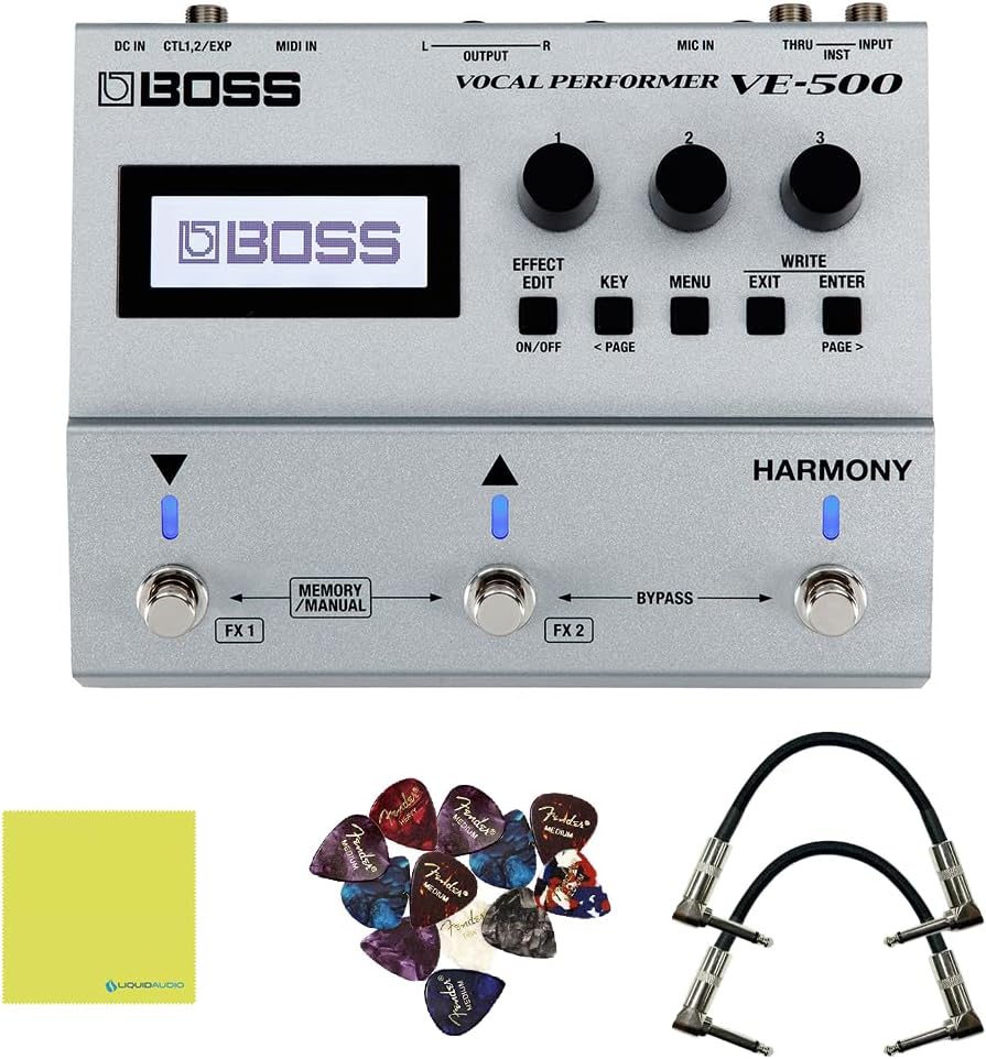 BOSS VE-500 Vocal Performer Effects Pedal Bundle with 2x 6