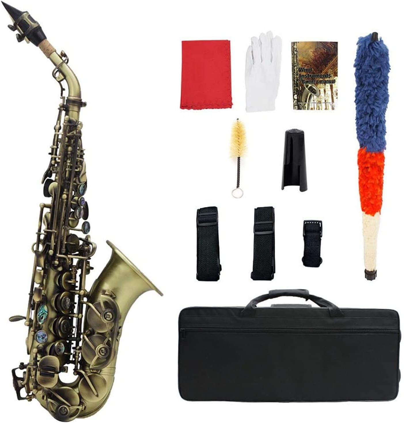KESHUO Vintage Style Bb Saxophone Sax Brass Material Woodwind Instrument with Case Gloves Cleaning Cloth Brush Sax Strap Mouthp Brass Sax Beginners Kit