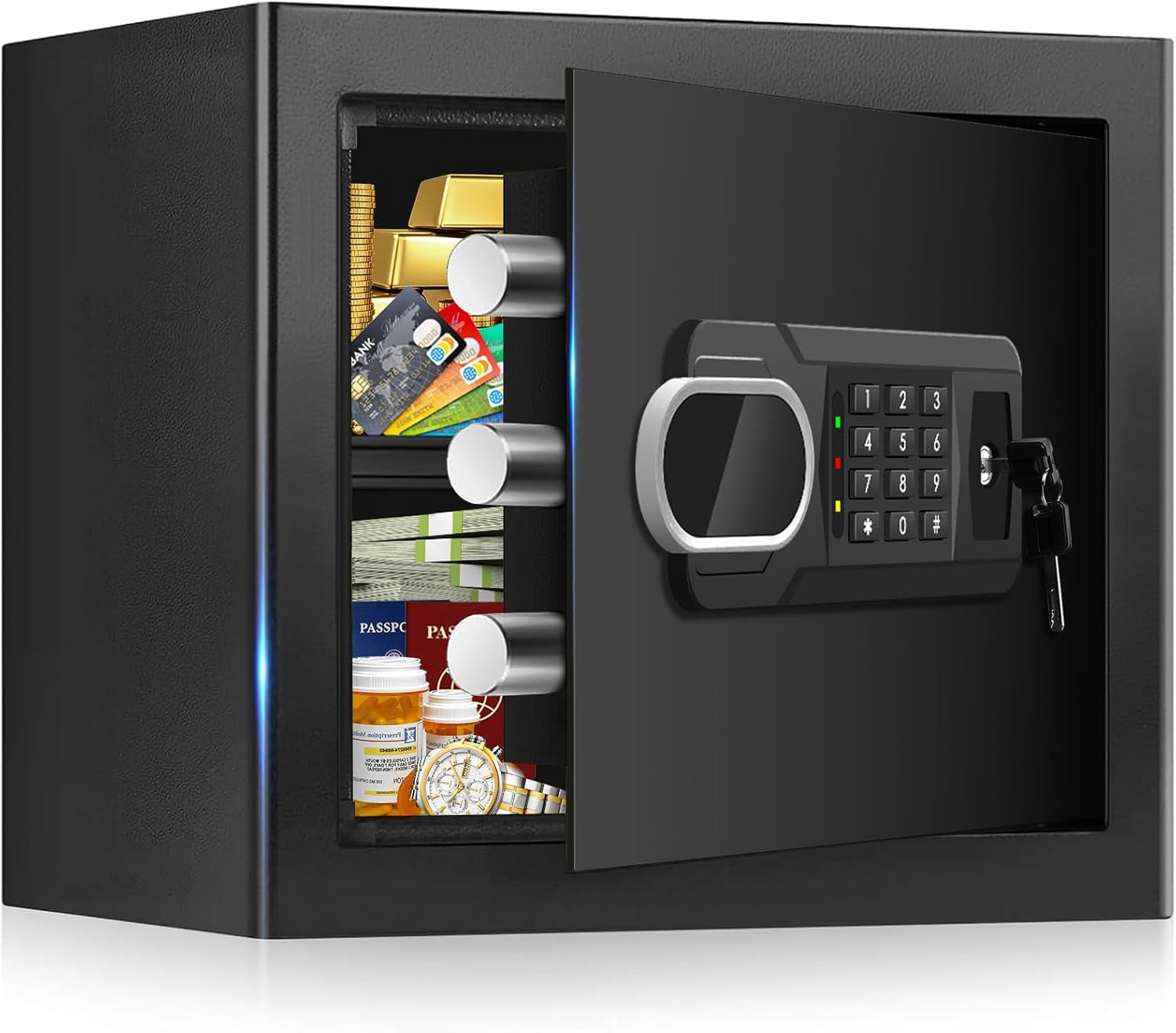 1.8 CUFT Fire Proof Safe for Home Documents, Steel Security Fireproof Safe with Programmable Keypad, Removable shelf and Spare Keys, Home Safes Water and Fireproof for Money Medicine and Valuables