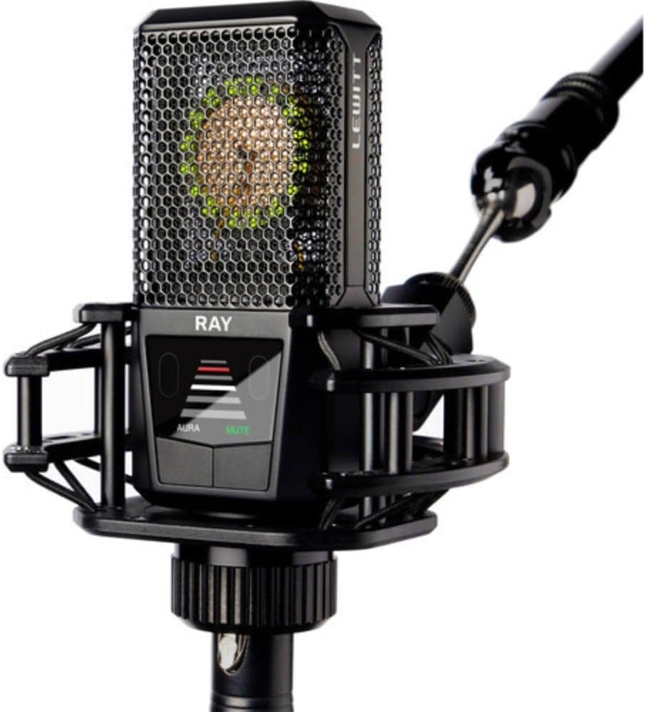 Lewitt RAY Large-Diaphragm Condenser Microphone with Distance Sensing Mute Bundle with Mic Stand with Fixed Boom XLR- XLR Cable