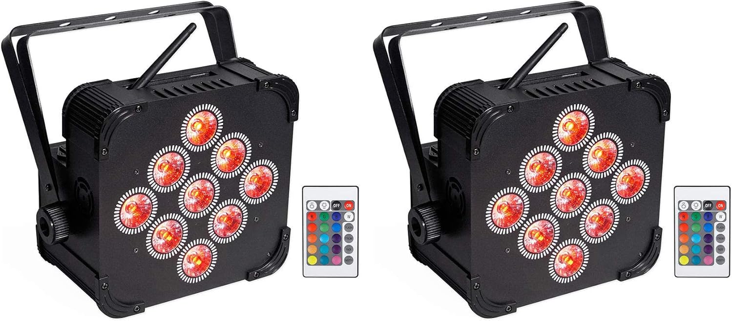 Rockville Best PAR 60 Rechargeable Par Can Wash Light with Wireless DMX, RGBWA+UV LED Effects, Battery Powered Design, for DJ and Stage Events, 2-Piece