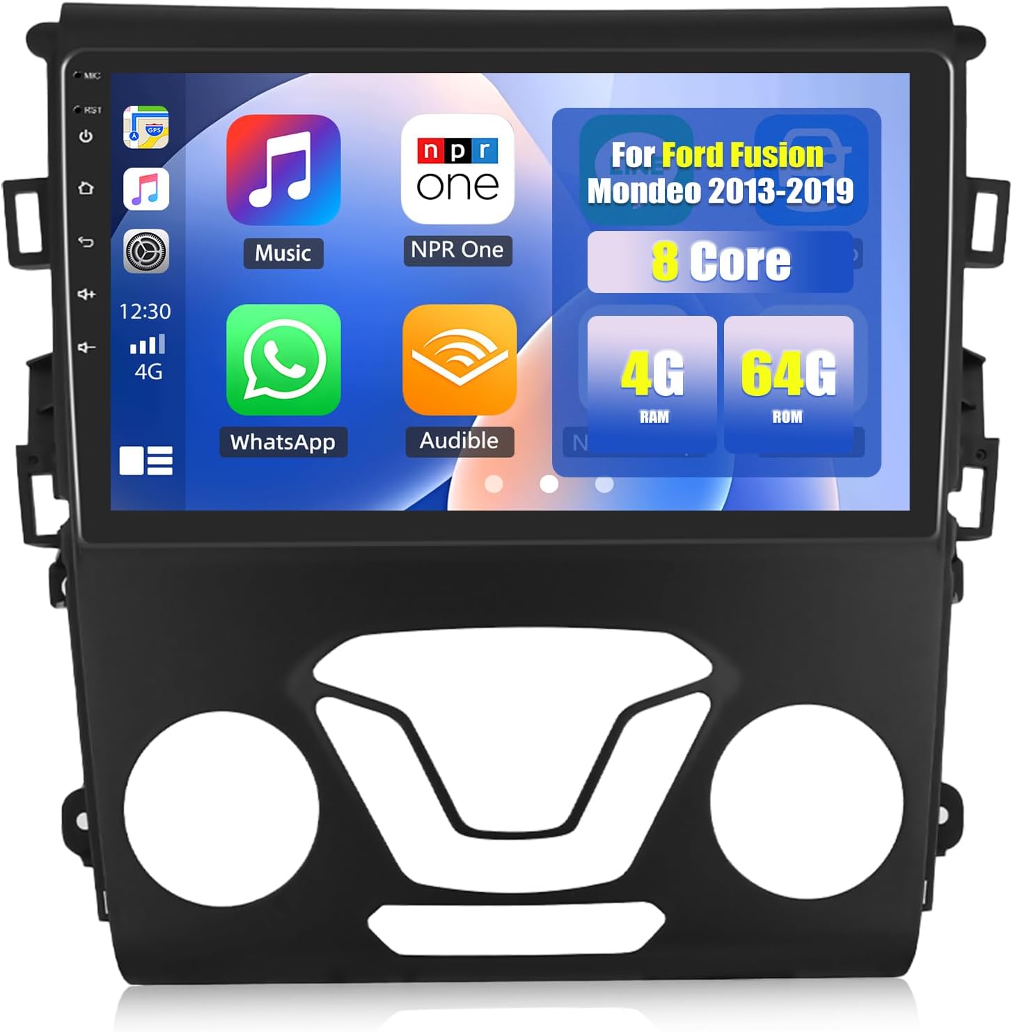 SIXWIN 8 Core Qualcomm Android Car Stereo for Ford Fusion Mondeo 2013-2019 9 Inch Touch Screen with CarPlay Android Auto 4G+64G Bluetooth Cooling Fan Weather Forecast UI Design Intelligent Voice