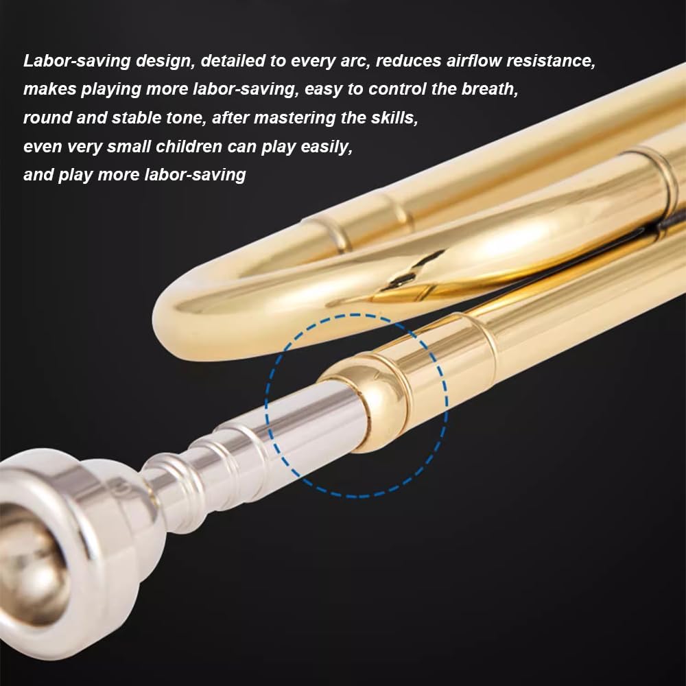 B-Flat Drum Horn Team Youth Horn/Charge Horn/Bugle Small Brass Horn, Including Storage Bag + Gloves + Flag