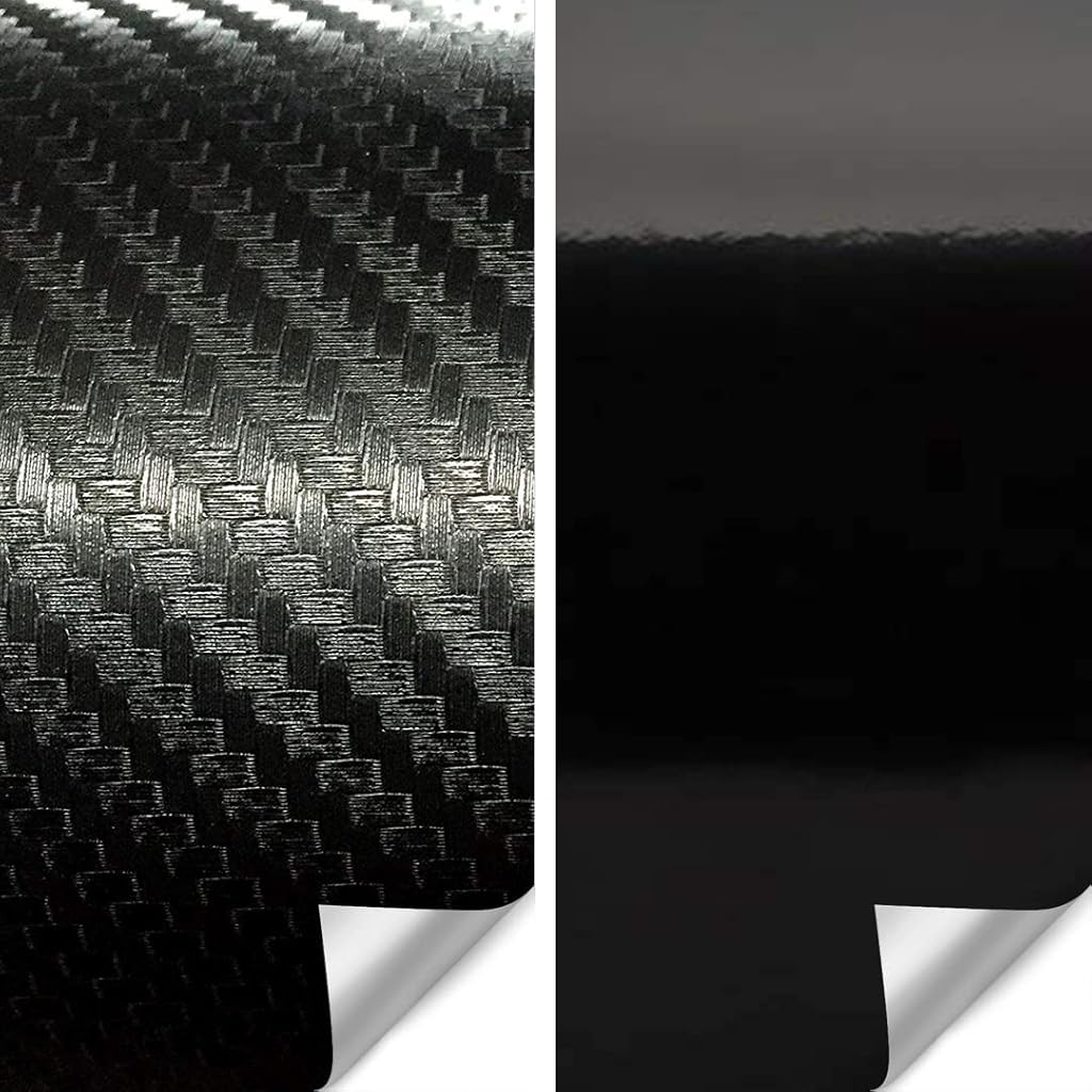VViViD Carbon Fiber and Gloss Black Full Vinyl Car Wrap Bundle 2 Rolls of 50ft x 5ft - M0