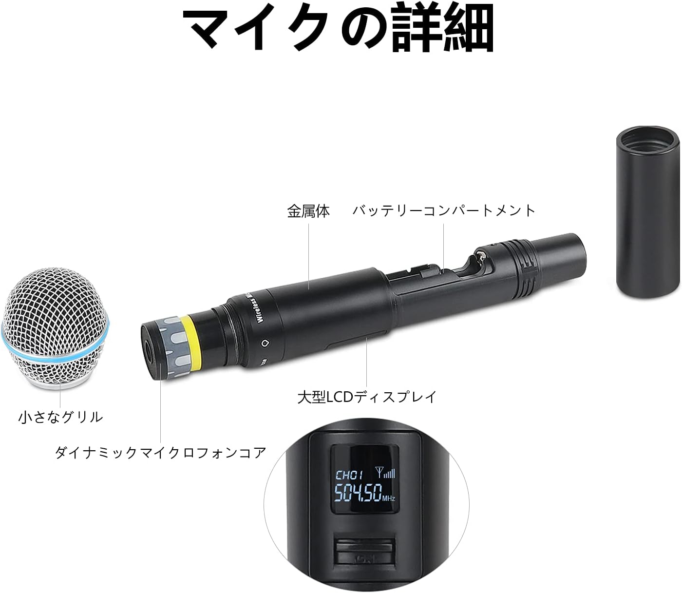 XTUGA A140 4 Wireless Microphone System, Handheld Cordless Mics UHF with Metal, 300ft Wide Range Fit for Karaoke Church Weddings Events