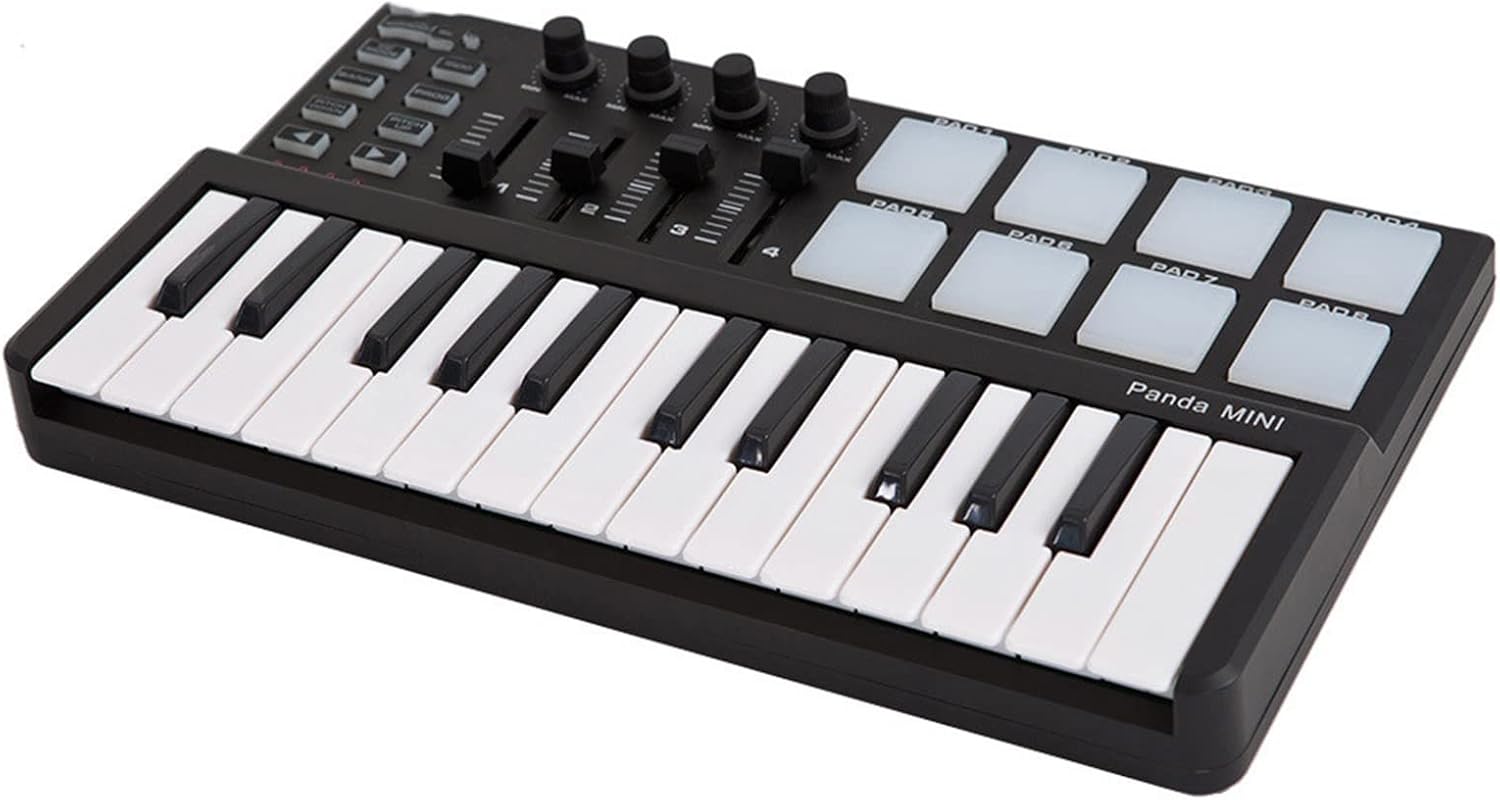 KESHUO Electric Keyboard Portable Mini 25-Key USB Keyboard MIDI Controller and Drum Pad MIDI Keyboard Controller Musical Instruments