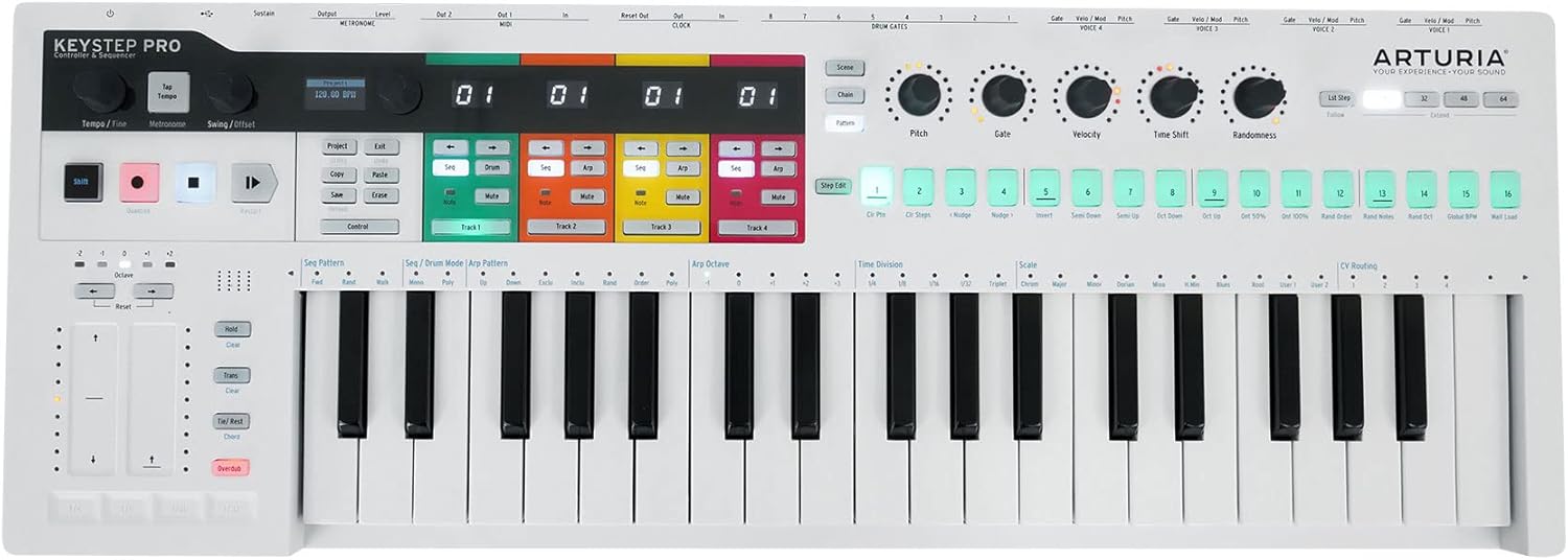 Audiosavings Bundle: Arturia Keystep Pro Sequencer 37-Key Midi USB DJ/Recording Keyboard Controller Bundle with Rockville RPB50 Large & Loud Portable Bluetooth Speaker with LED+Long Battery (2 Items)