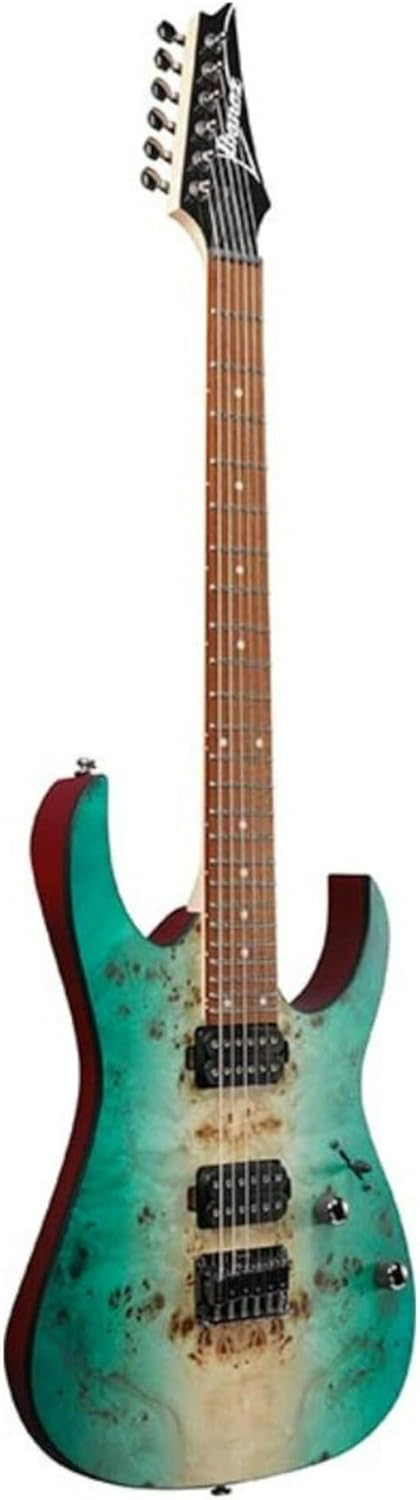 Ibanez RG421PB Standard 6-String Right-Handed Electric Guitar with Poplar Burl Top, Meranti Body, and Jatoba Fretboard (Caribbean Shoreline Flat)