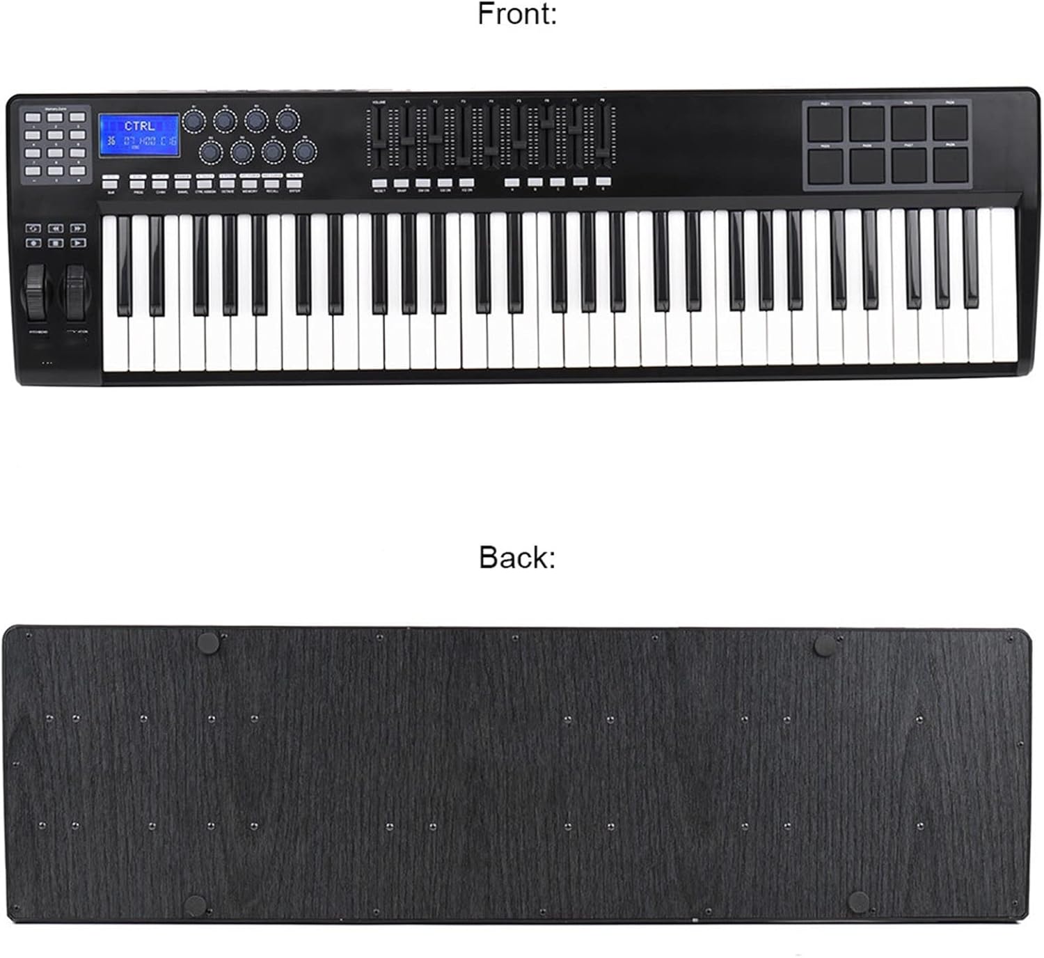 61 Portable 61-Key USB MIDI Keyboard Controller 8 RGB Colorful Backlit Trigger Pad Keyboard Piano