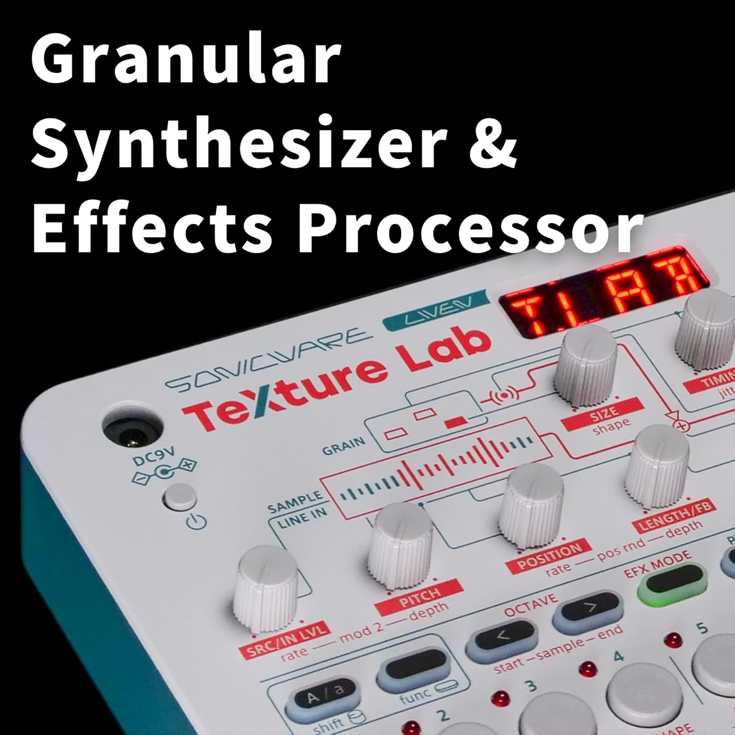 Sonicware LIVEN Texture Lab [Granular Synthesizer/Effects Processor] 4 voices - up to 64 grains, 6 Shimmer reverbs, 128-step sequencer with parameter locking, Battery-powered, Built-in speaker