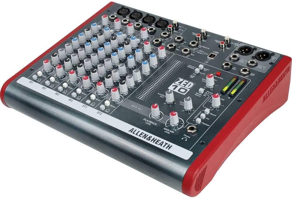 Allen & Heath ZED-10 - Touring Quality Audio Mixer with 2 Mic/Line, 2 Mic/Line/DI, 3 Stereo Line and USB I/O (AH-ZED-10),Black and Red