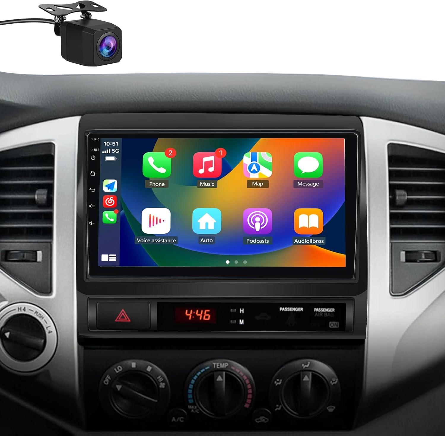 Android 13 Car Radio Compatible for Toyota Tacoma 2005-2015 with Wireless CarPlay Android Auto,9 Inch Stereo with GPS/FM/WiFi/USB/SWC with Backup Camera 2GB+32GB